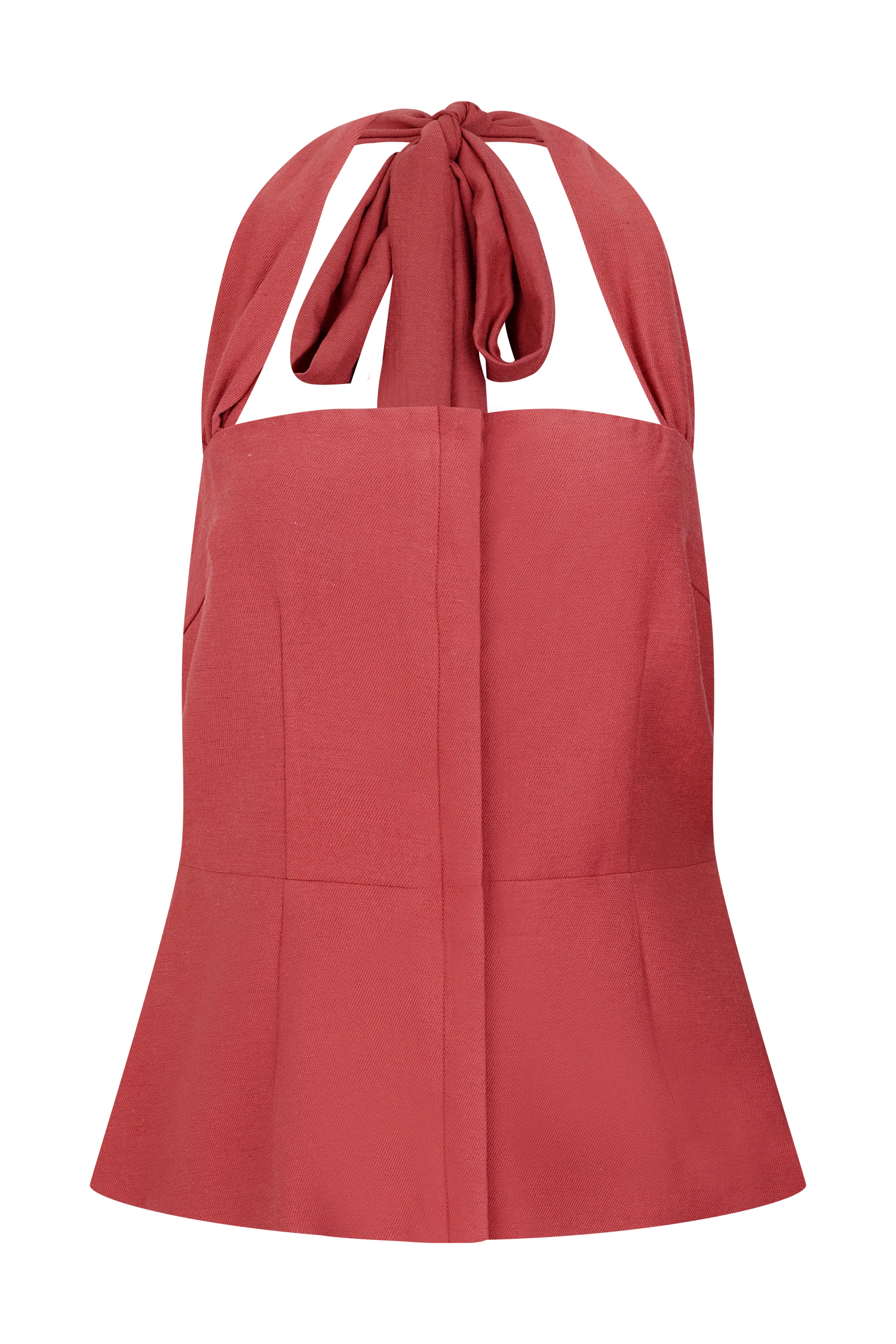 Kallie Linen Peplum Halter Top - Burnt Rose - Image 9