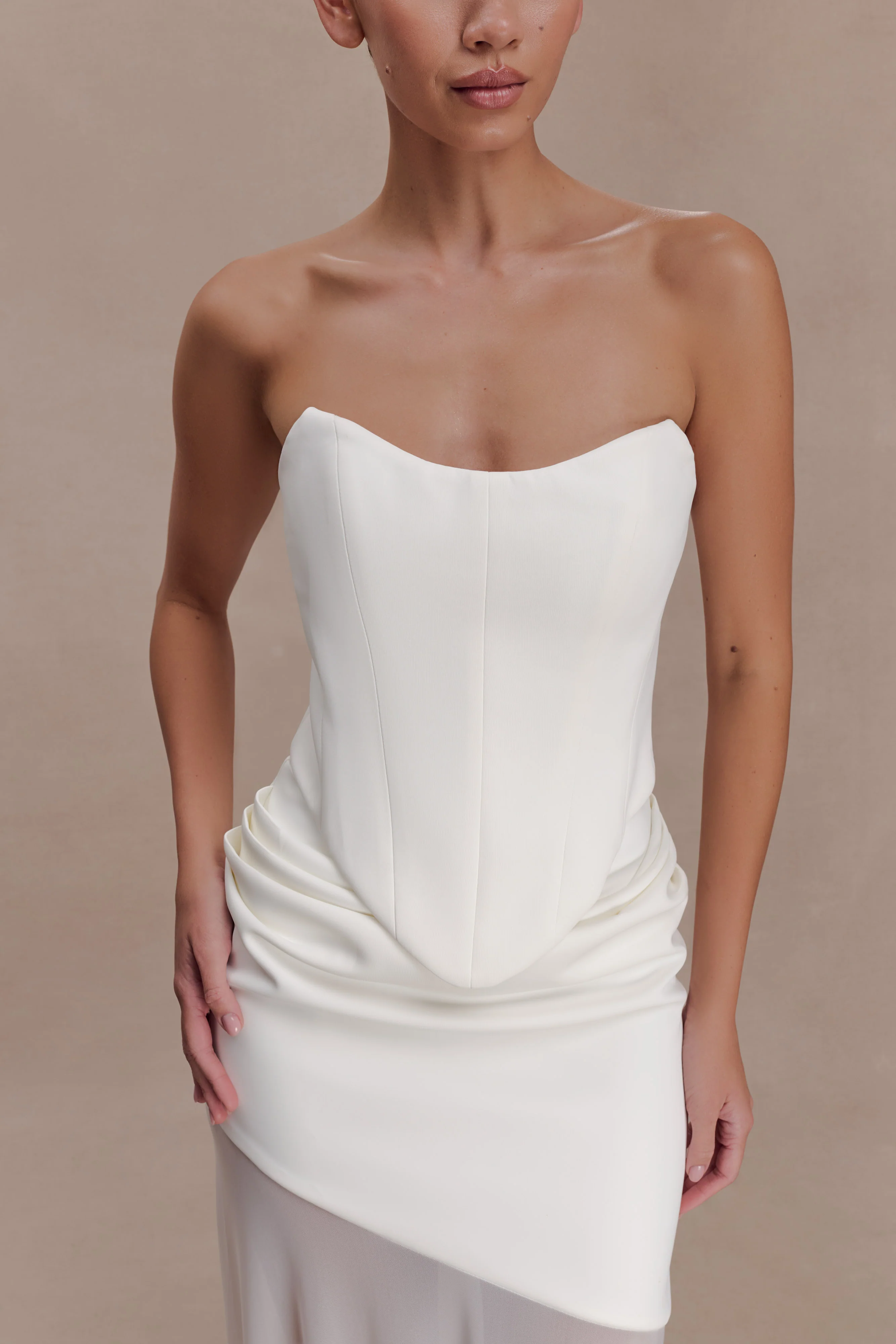 Karina Strapless Scuba Corset  - White - Image 3