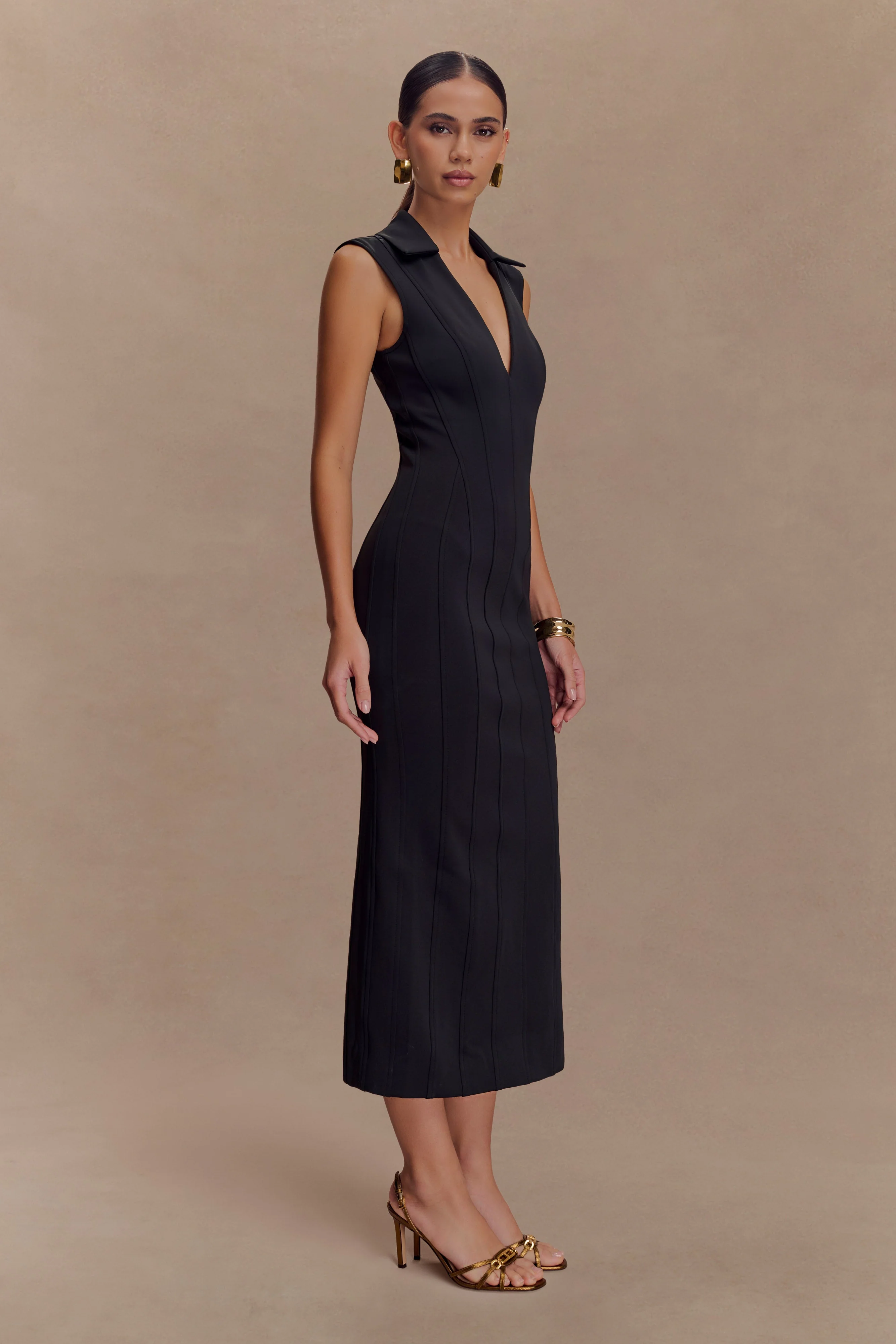 Keagan Sleeveless Midi Dress - Black - Image 4