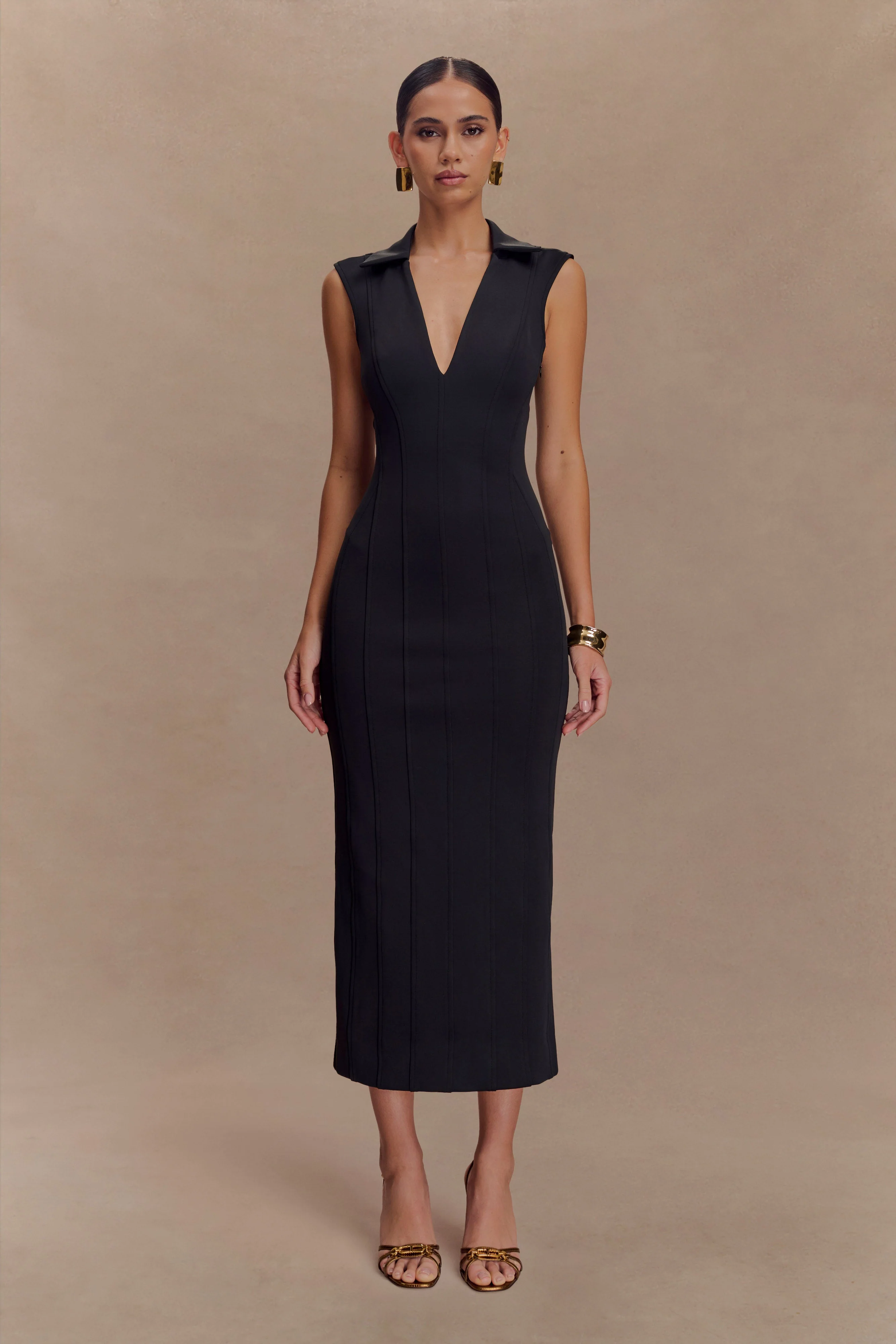 Keagan Sleeveless Midi Dress - Black - Image 5