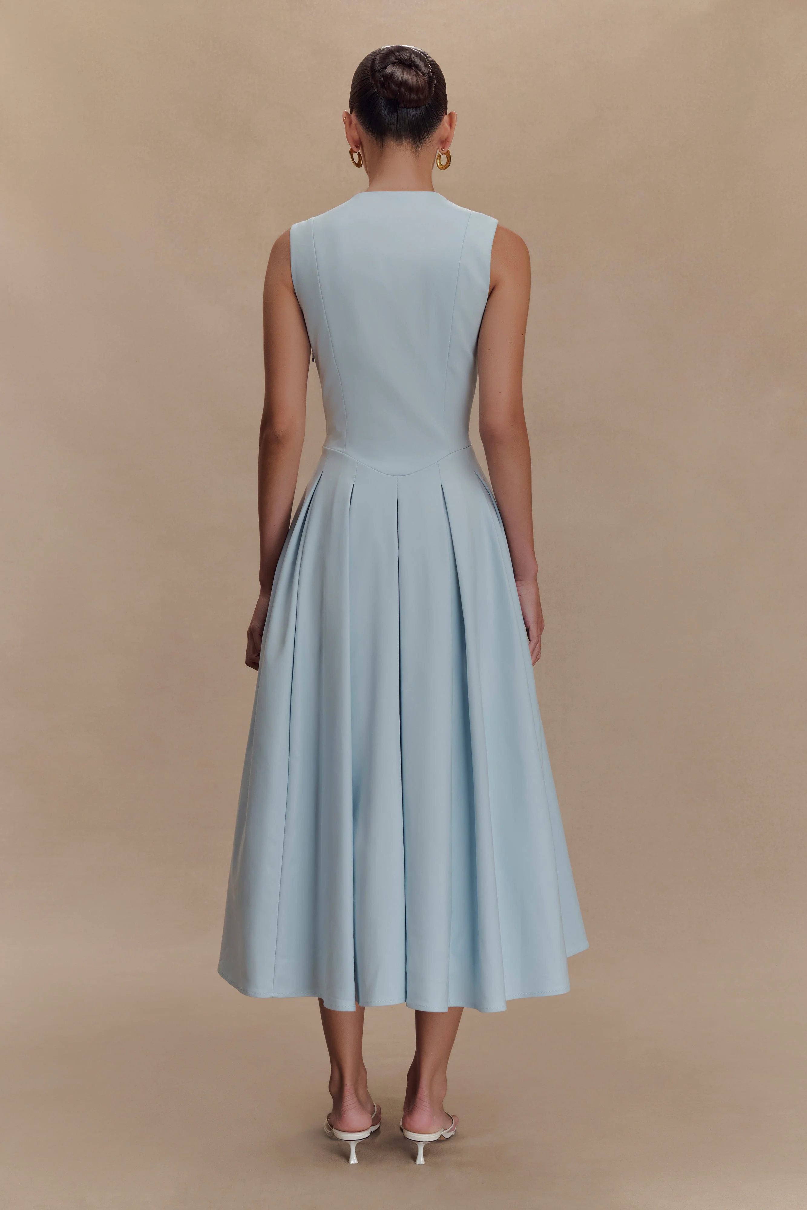 Keely Cotton Sleeveless Midi Dress - Sky Blue - Image 2