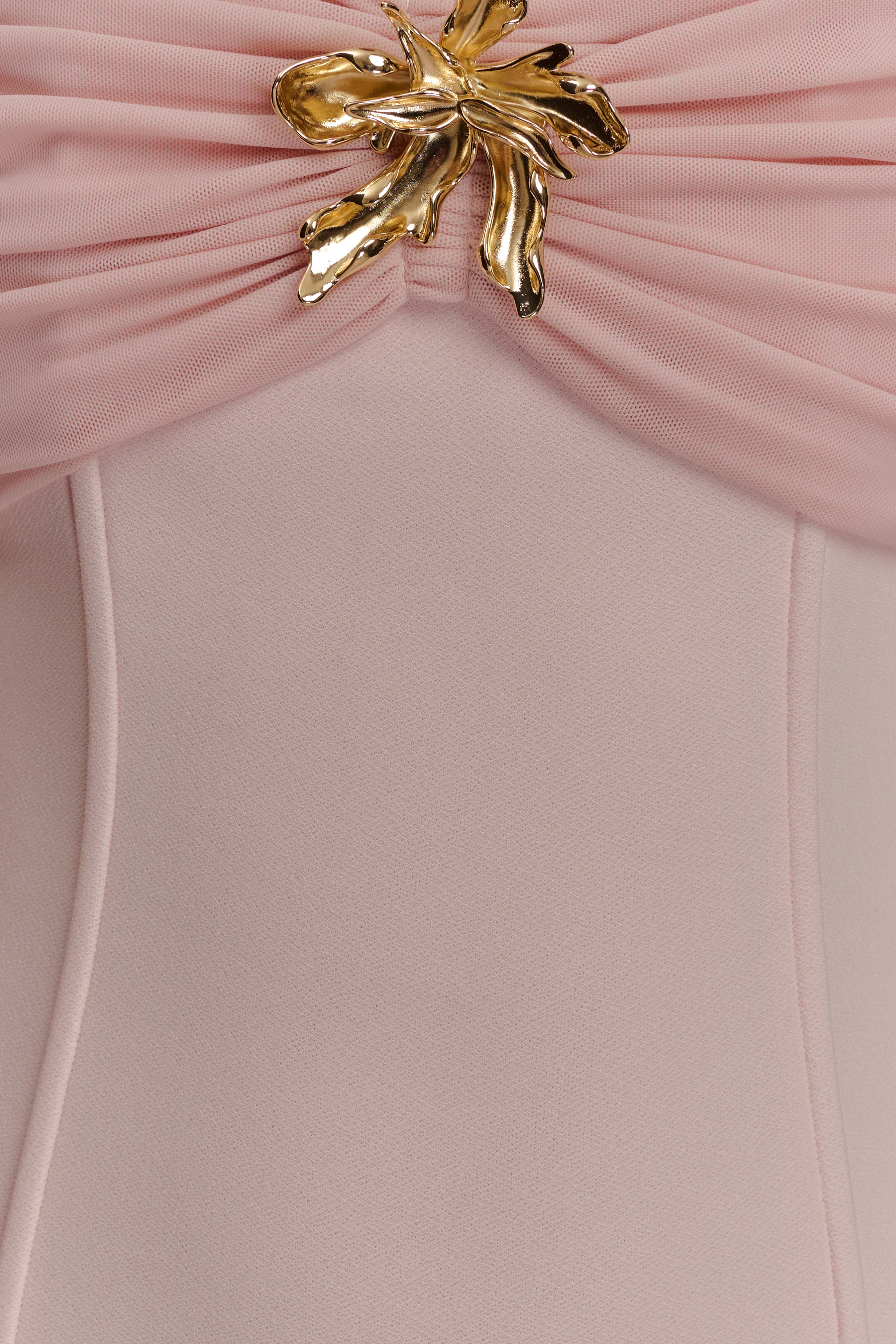 Kellie Off Shoulder Crepe Maxi Dress - Blush Pink - Image 6