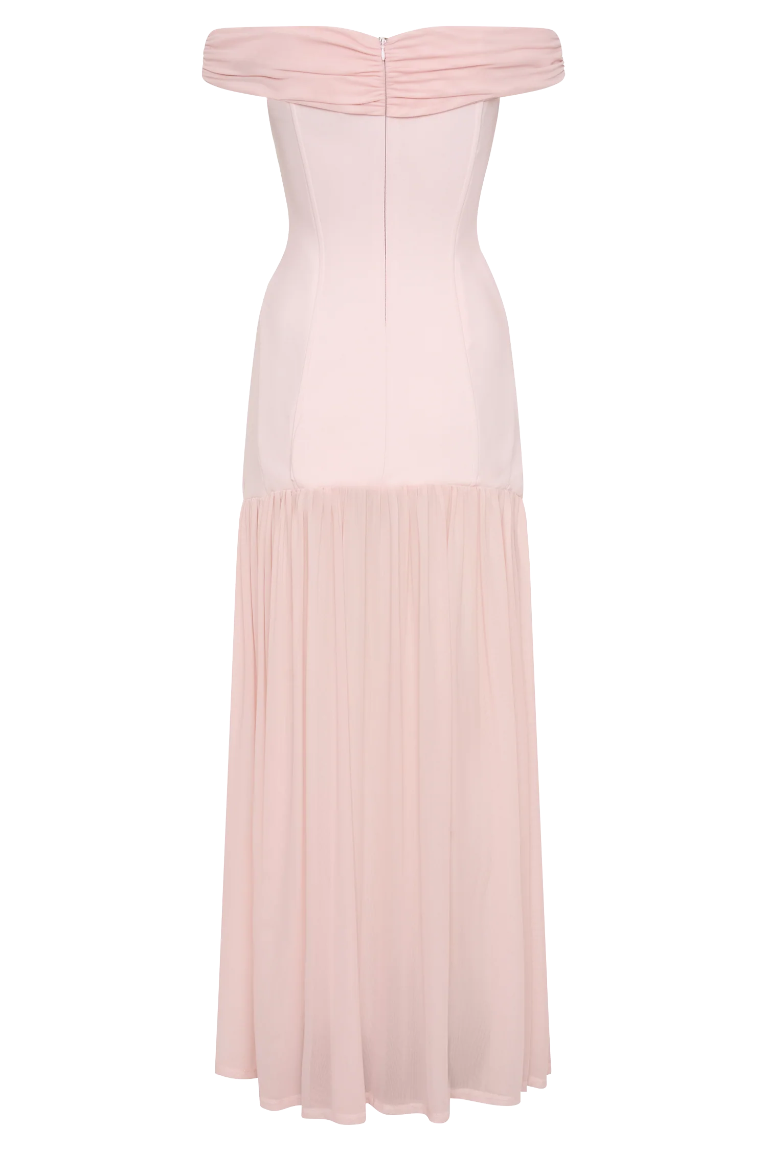 Kellie Off Shoulder Crepe Maxi Dress - Blush Pink - Image 7