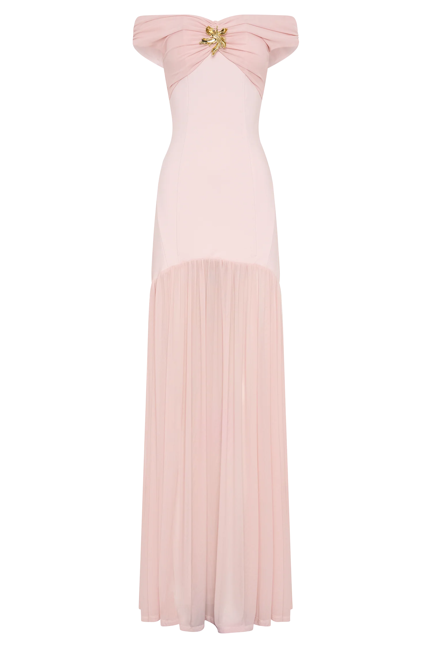 Kellie Off Shoulder Crepe Maxi Dress - Blush Pink - Image 8