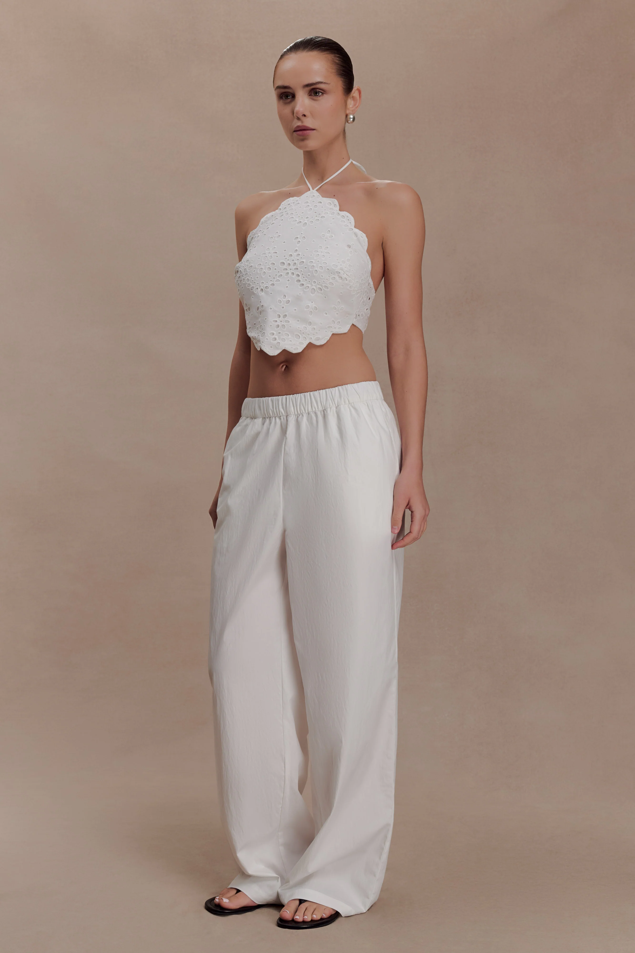 Kensley Broderie Halter Top - White - Image 3