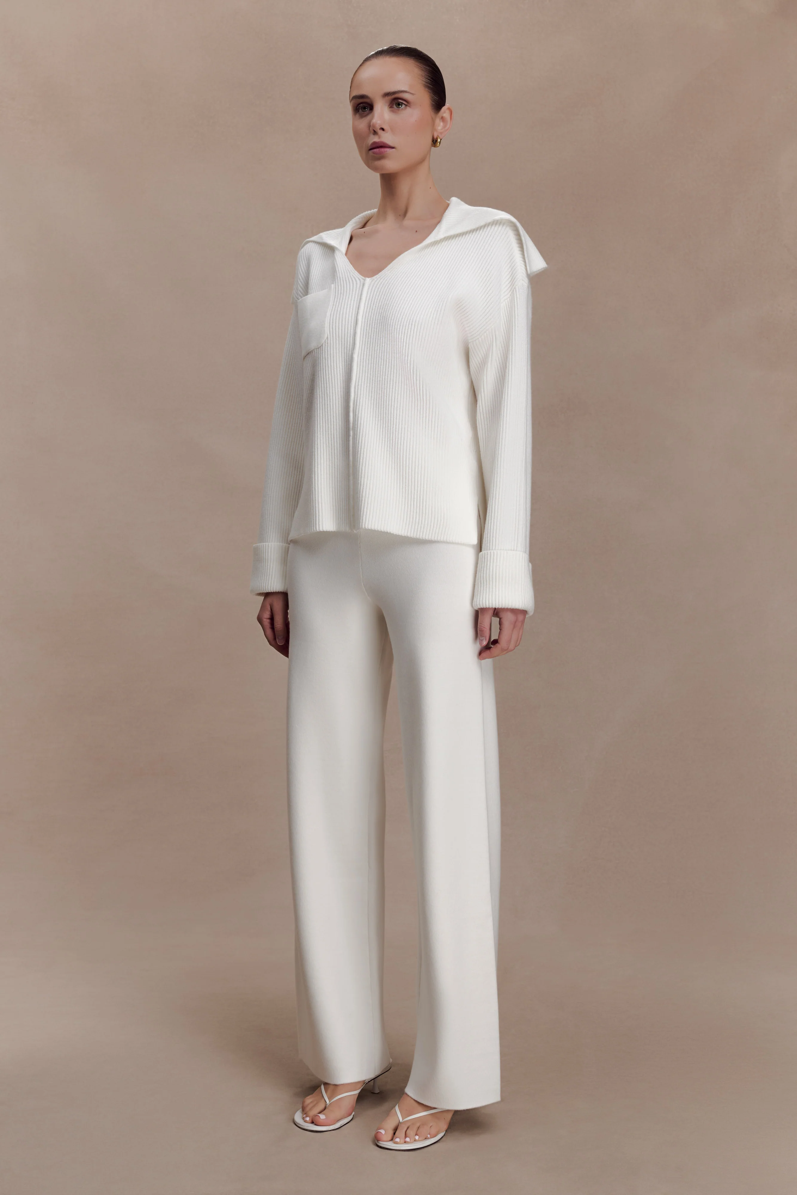 Kerrymae Straight Leg Knit Pants - Off White - Image 3