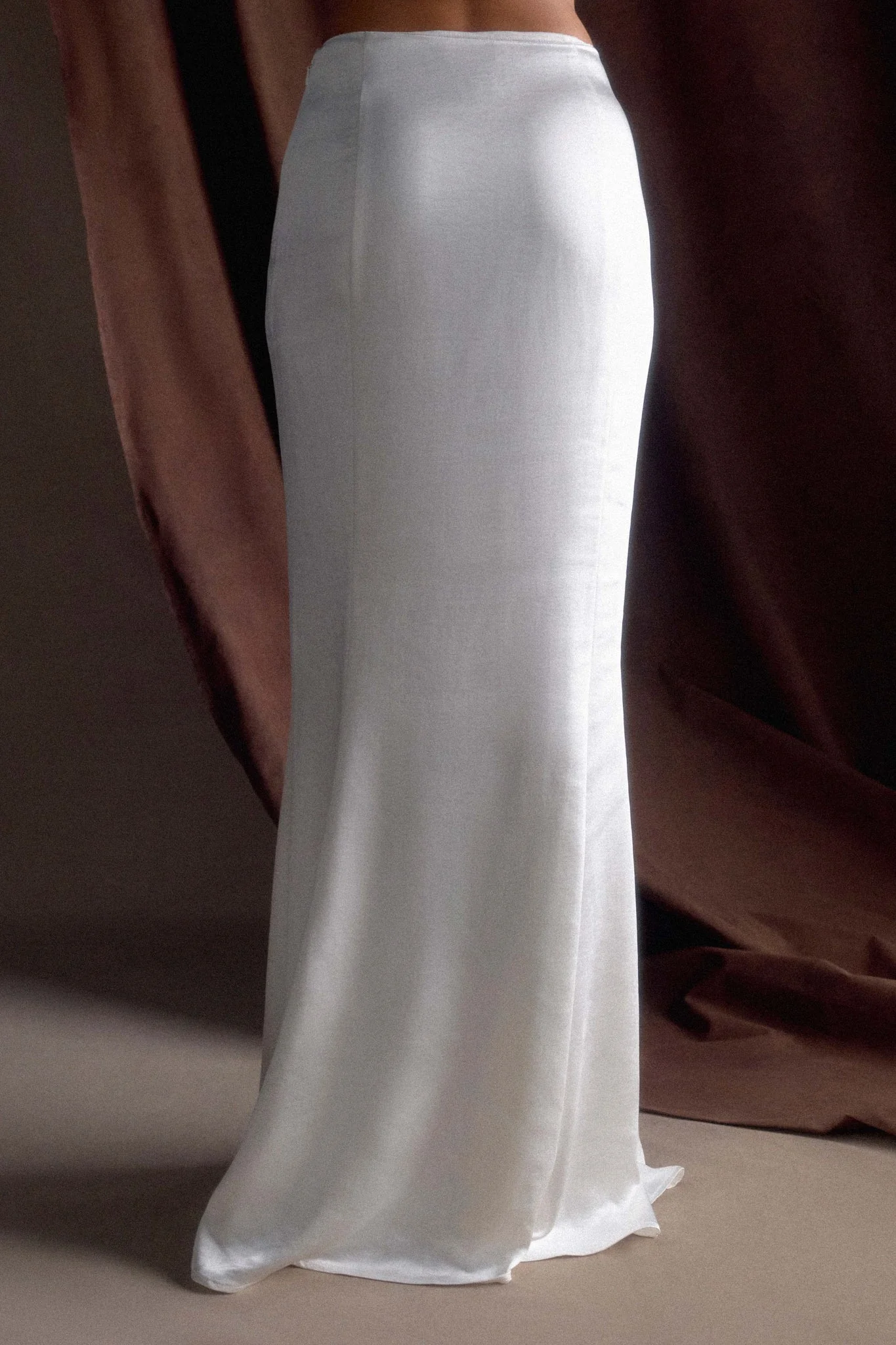 Khloe Satin Fishtail Maxi Skirt - White - Image 5