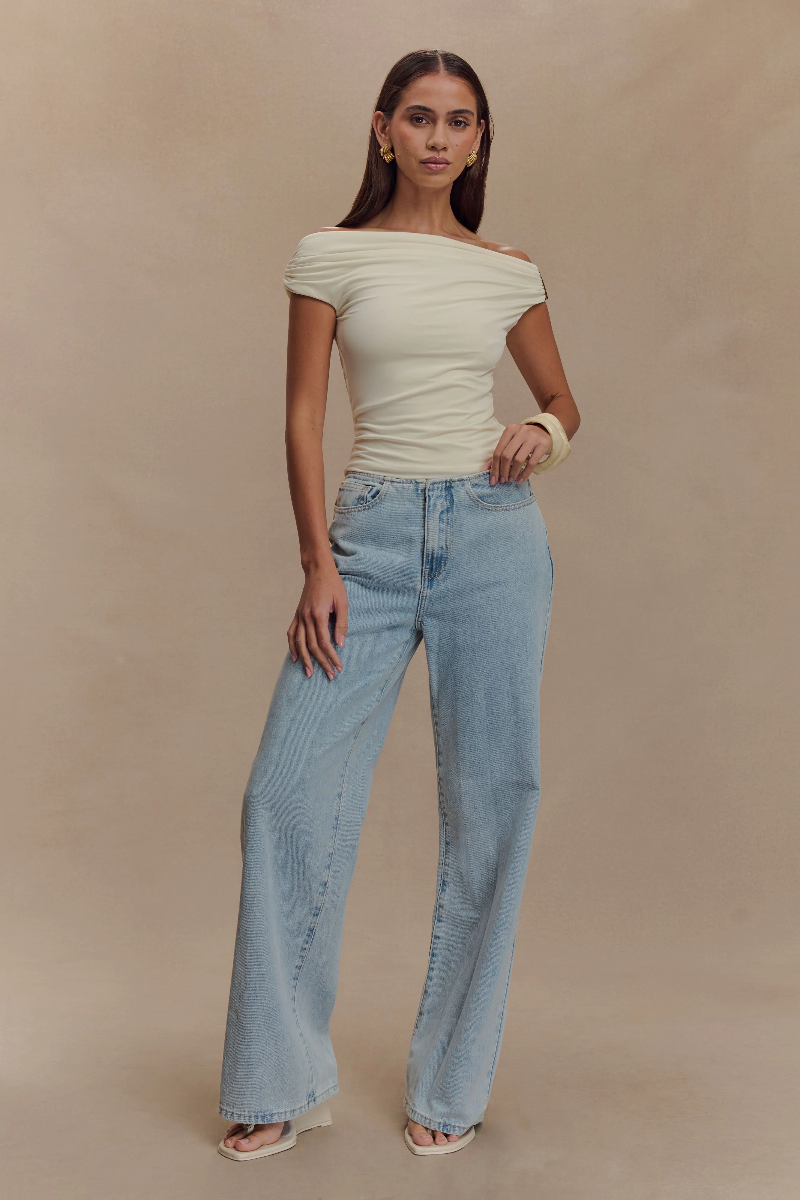 Kinsley Slinky Top With Hardware - Ivory - Image 4