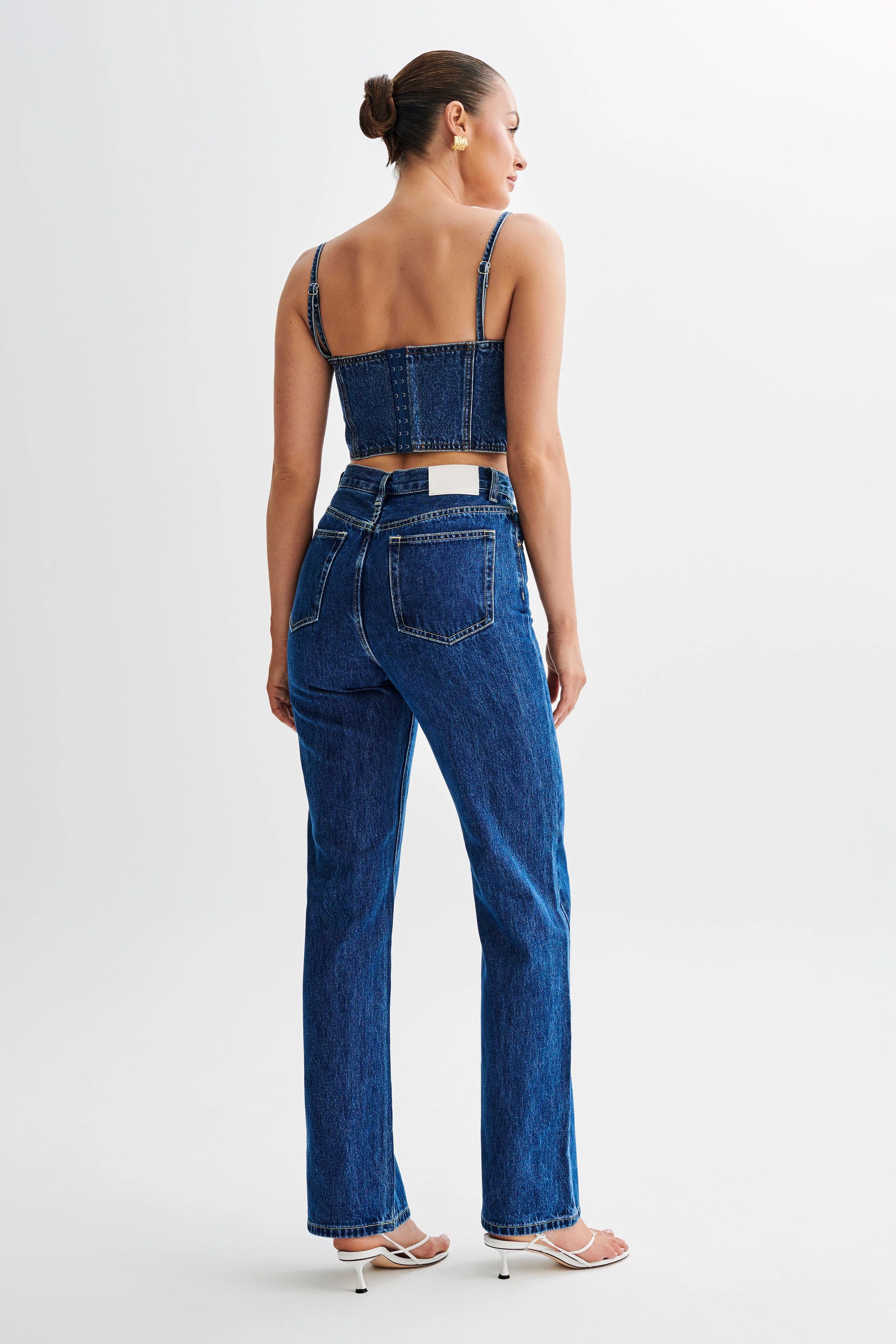 Lana Denim Cupped Corset Top - Dark Blue - Image 4