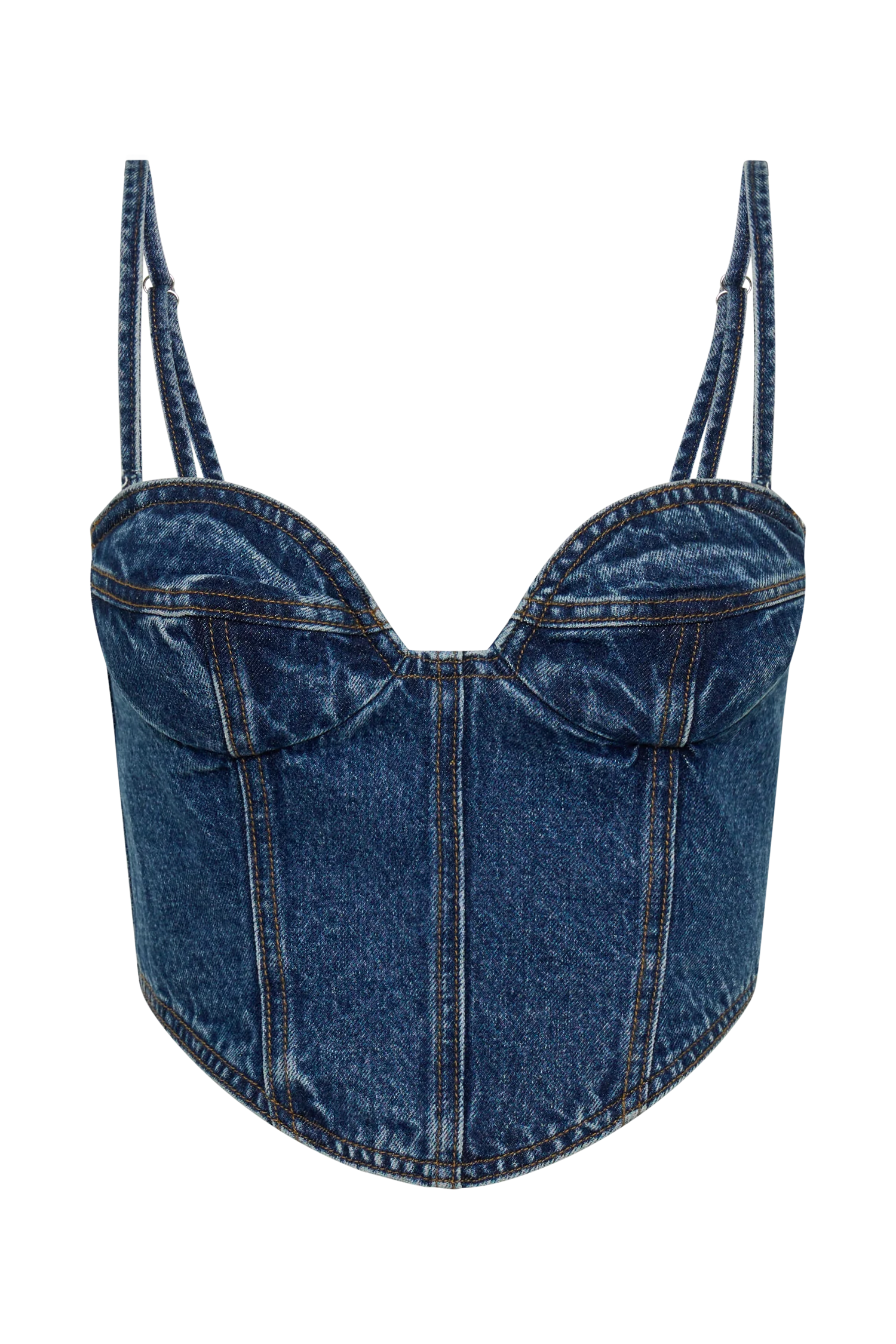 Lana Denim Cupped Corset Top - Dark Blue - Image 8