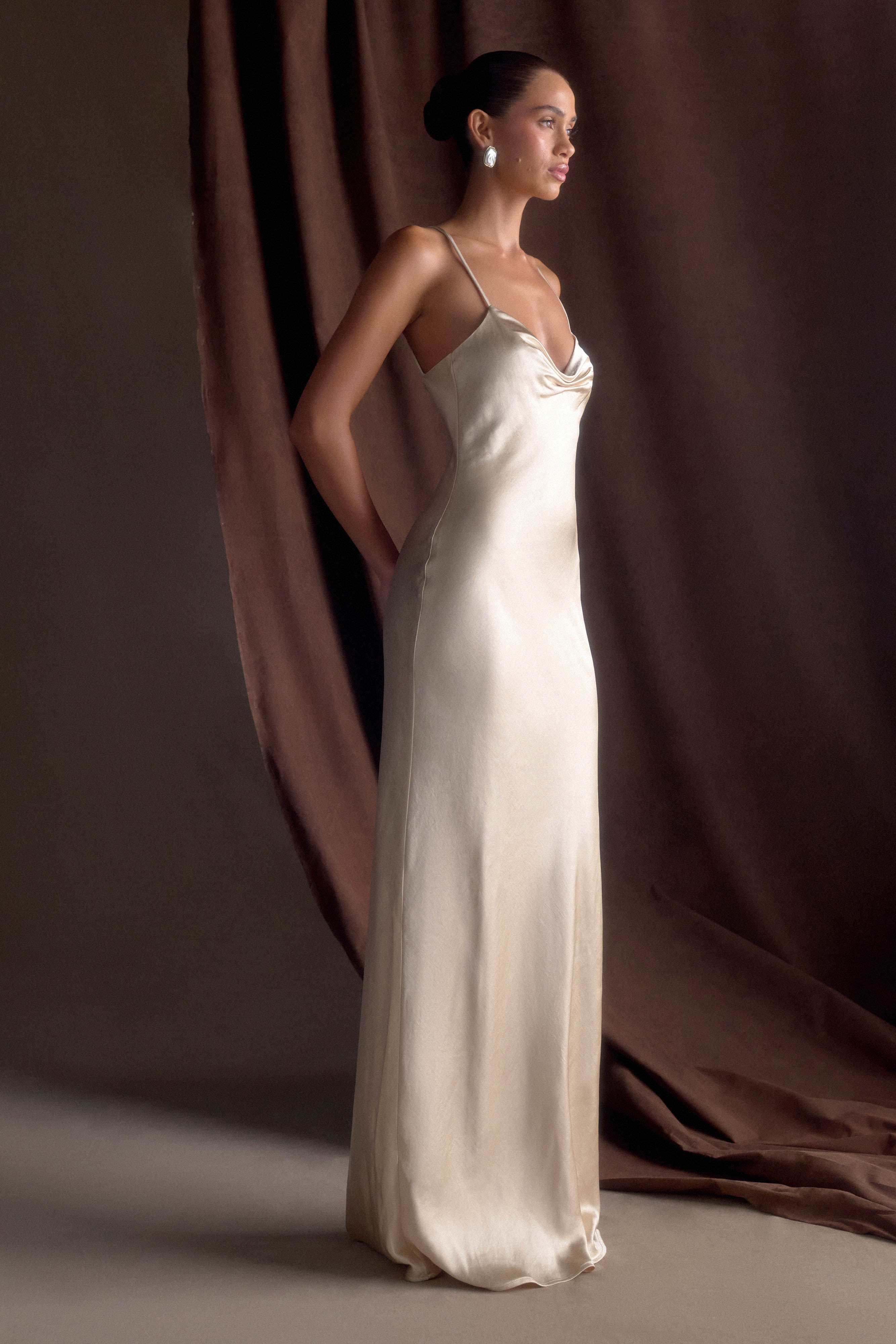 Lilly Sweetheart Satin Maxi Dress - Blush Gold - Image 8