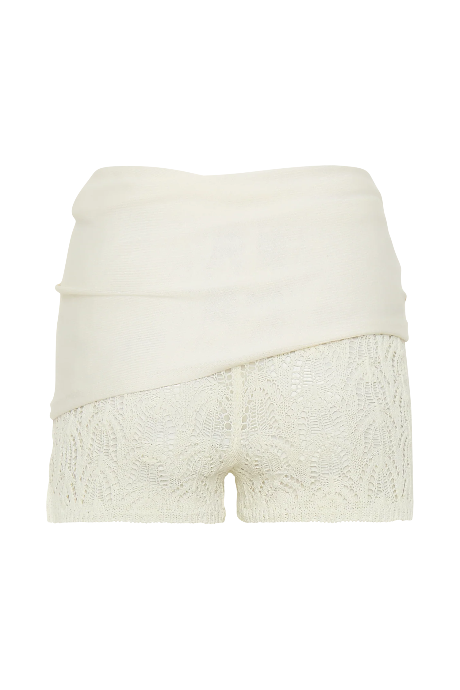 Liora Crochet Shorts With Knit Overlay - Ivory - Image 8