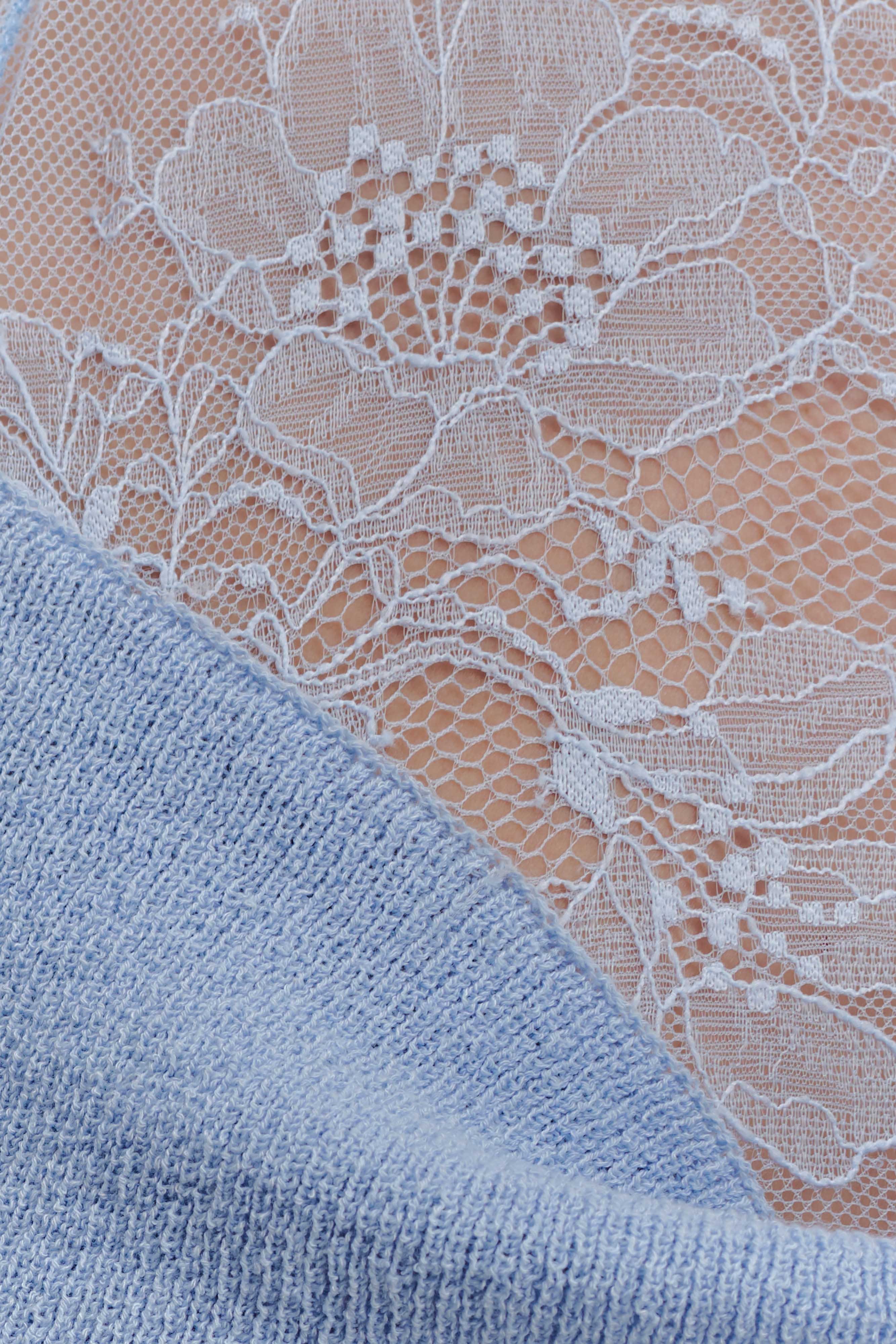 Lucy Lace And Knit Halter Top - Cornflower Blue - Image 6