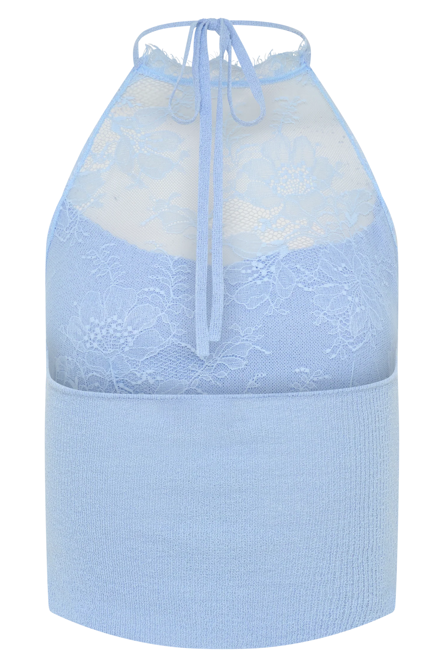 Lucy Lace And Knit Halter Top - Cornflower Blue - Image 8