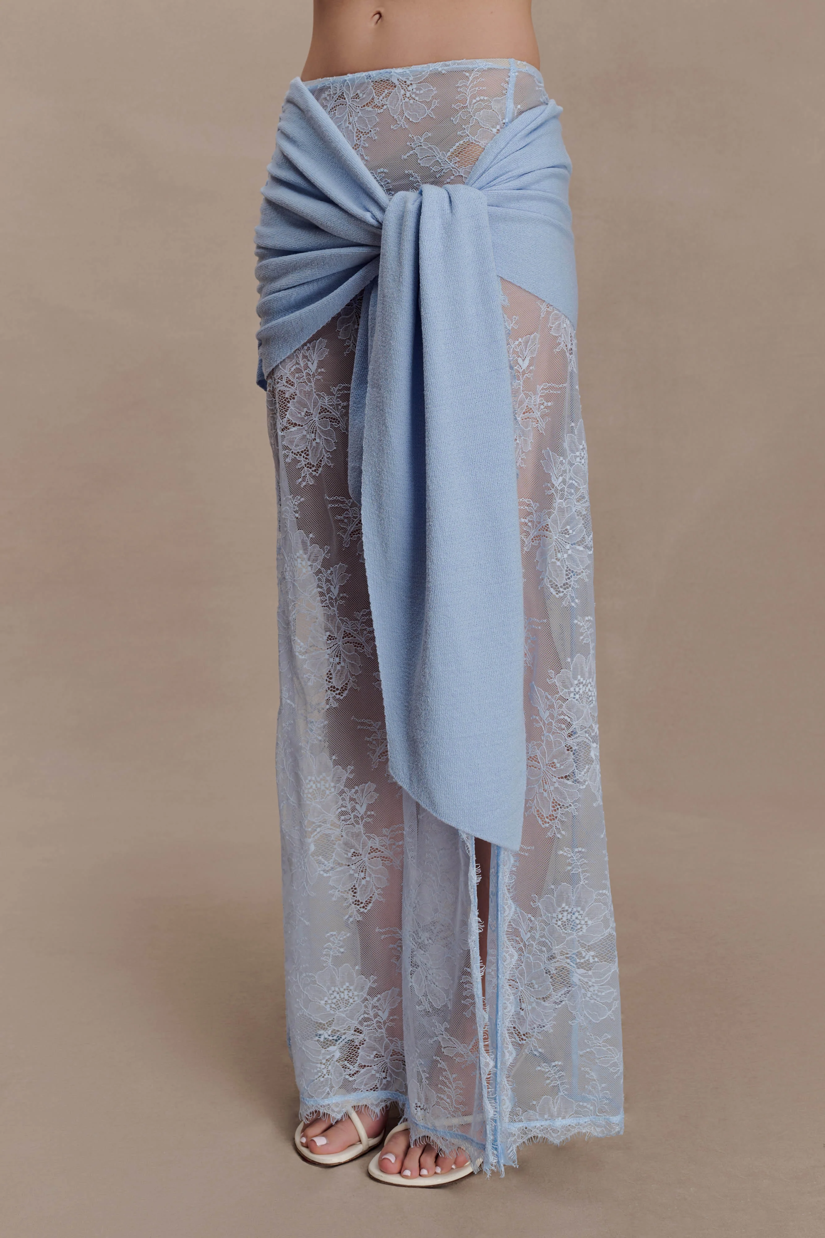 Lucy Lace And Knit Skirt - Cornflower Blue - Image 4