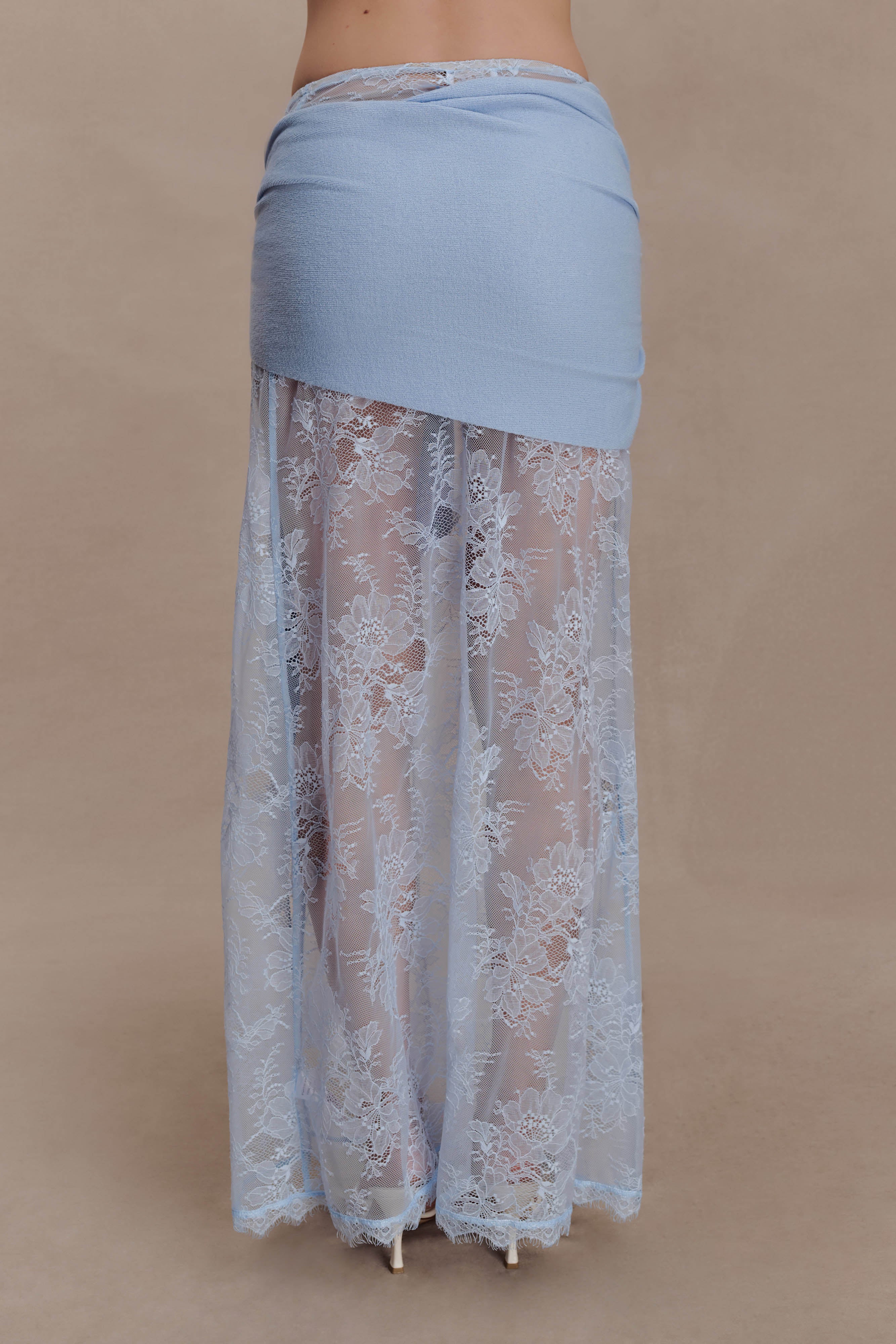 Lucy Lace And Knit Skirt - Cornflower Blue - Image 5