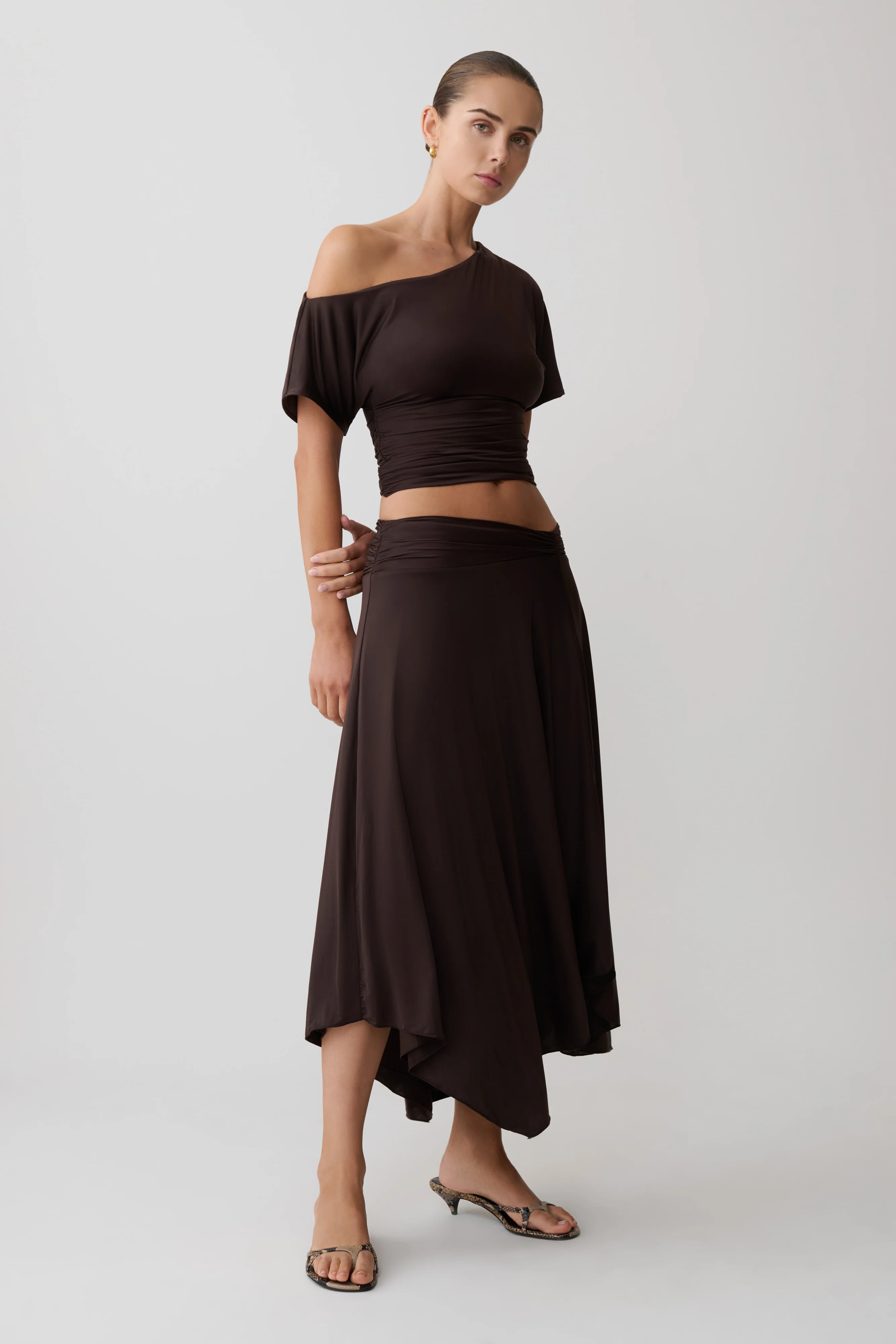 Luu Slinky Midi Skirt - Dark Chocolate - Image 4