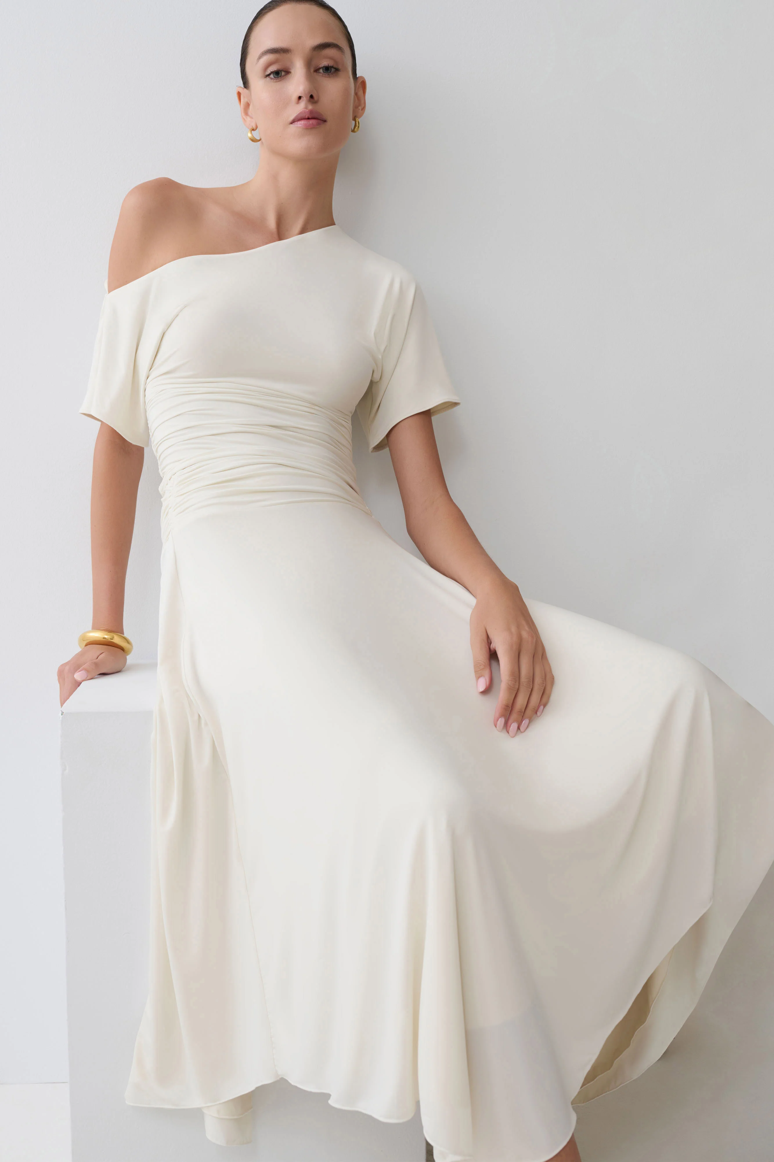 Luu Slinky Midi Skirt - Ivory - Image 3