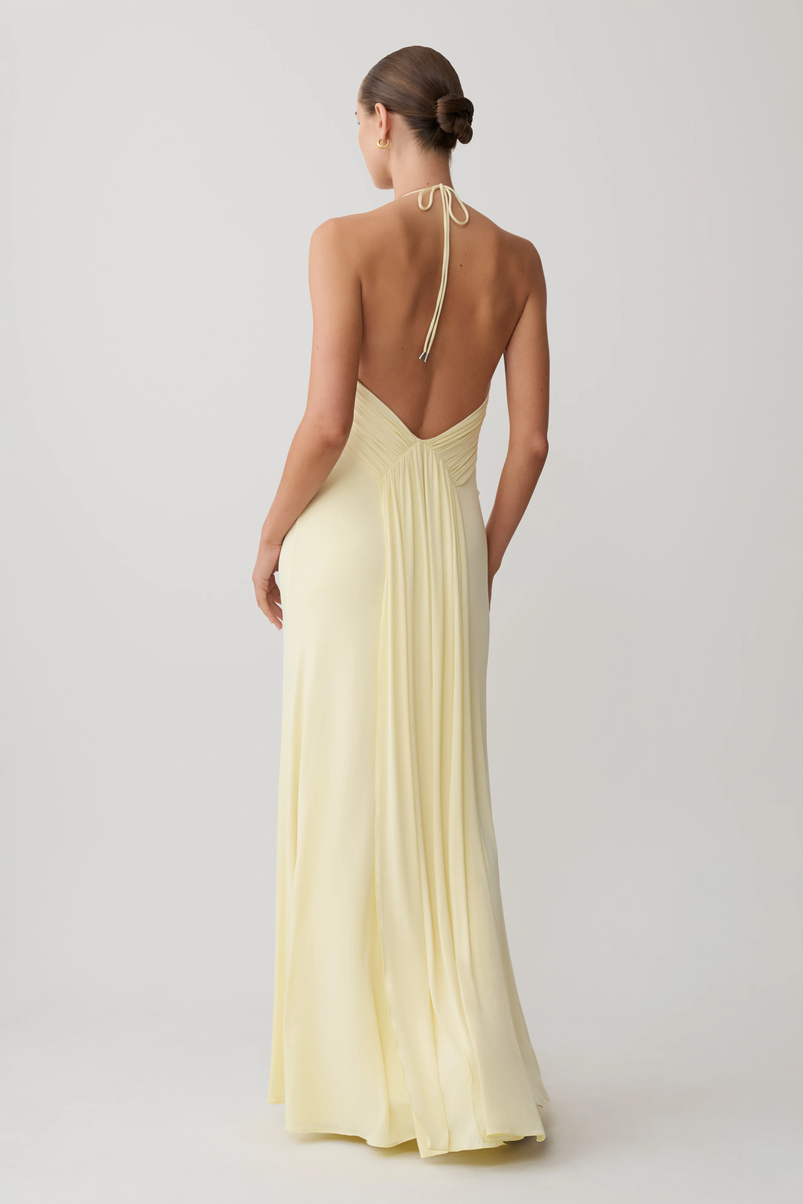 Maely Gathered Slinky Maxi Dress - Lemon - Image 2
