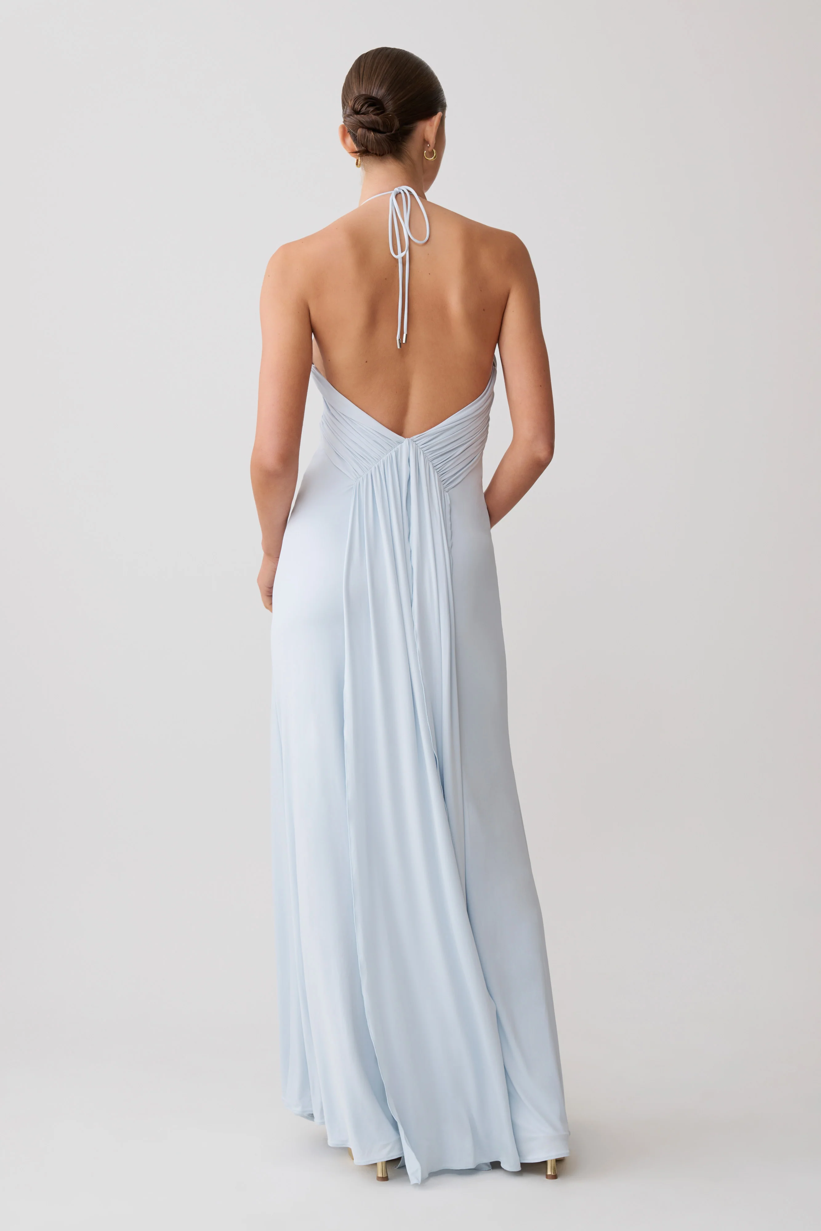 Maely Gathered Slinky Maxi Dress - Pale Blue - Image 2