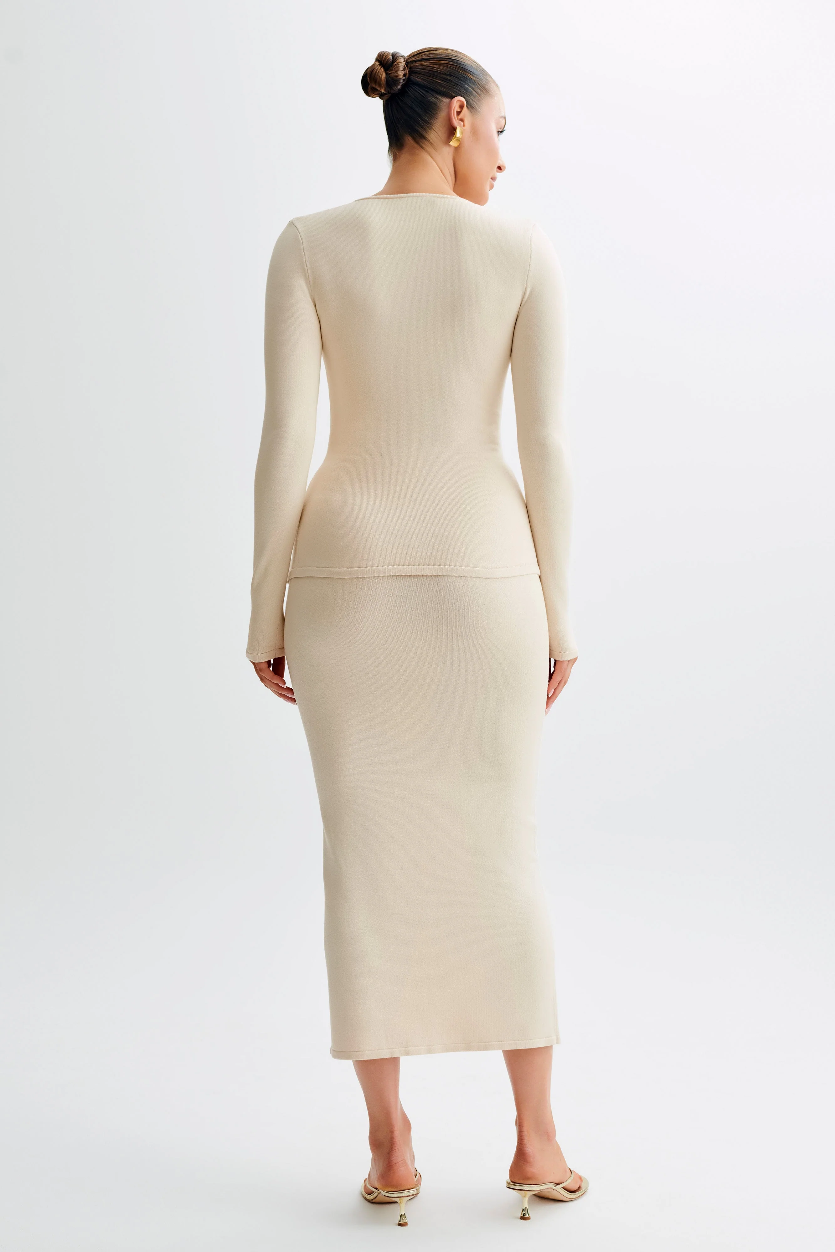 Maisie Buttoned Knit Maxi Skirt - Cream - Image 5