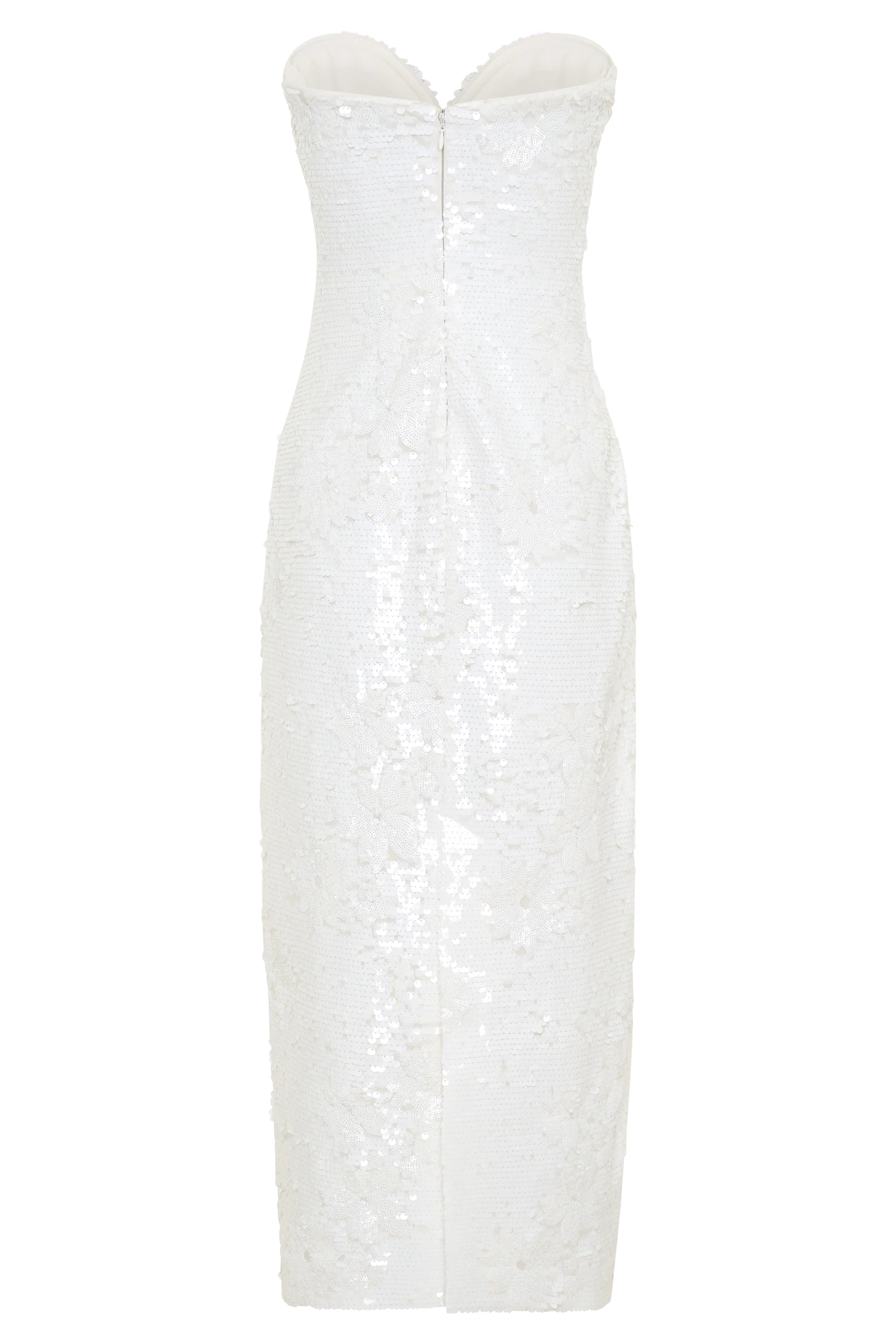 Maisie Strapless Sequin Midi Dress - White - Image 6