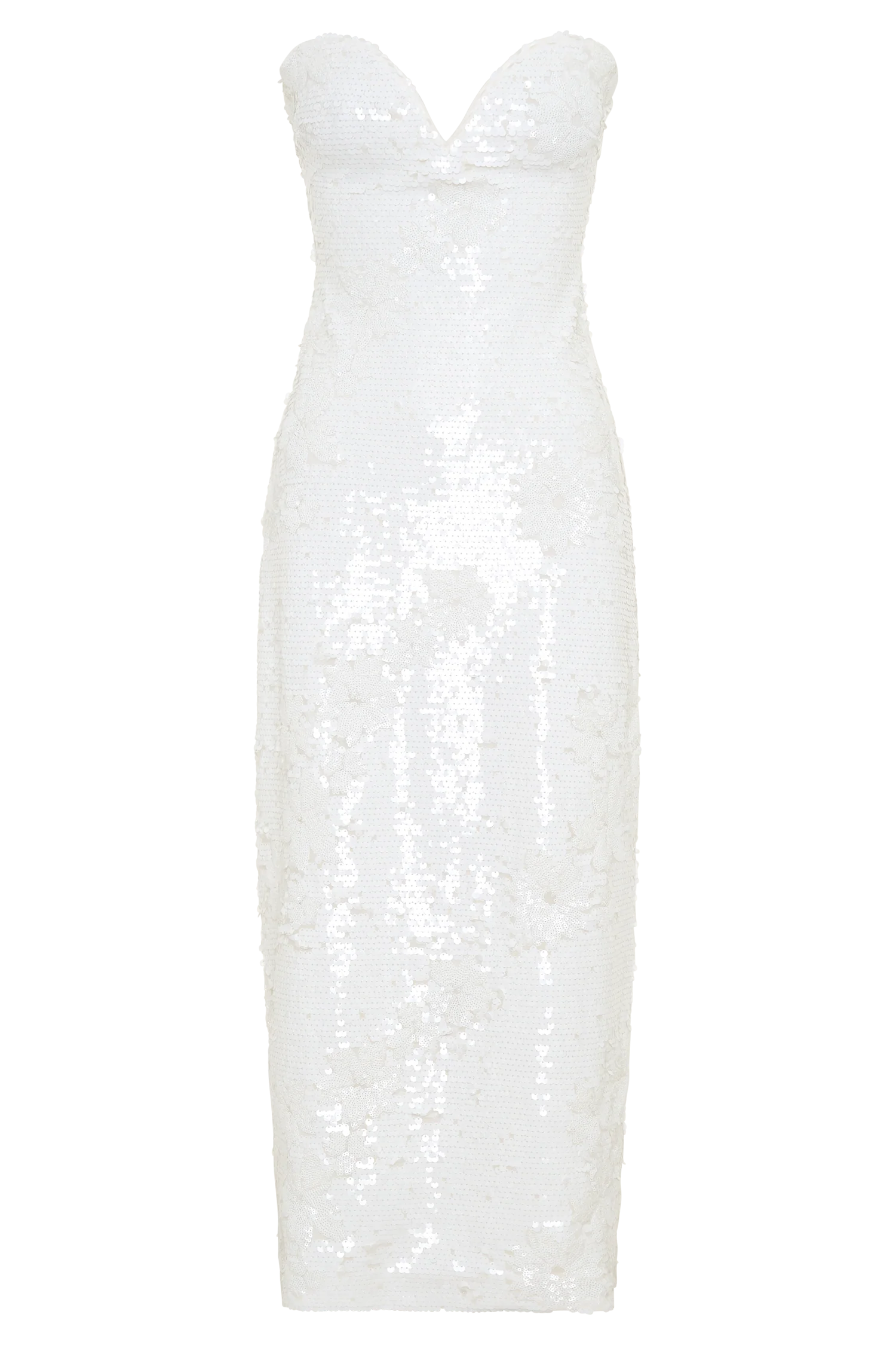 Maisie Strapless Sequin Midi Dress - White - Image 7