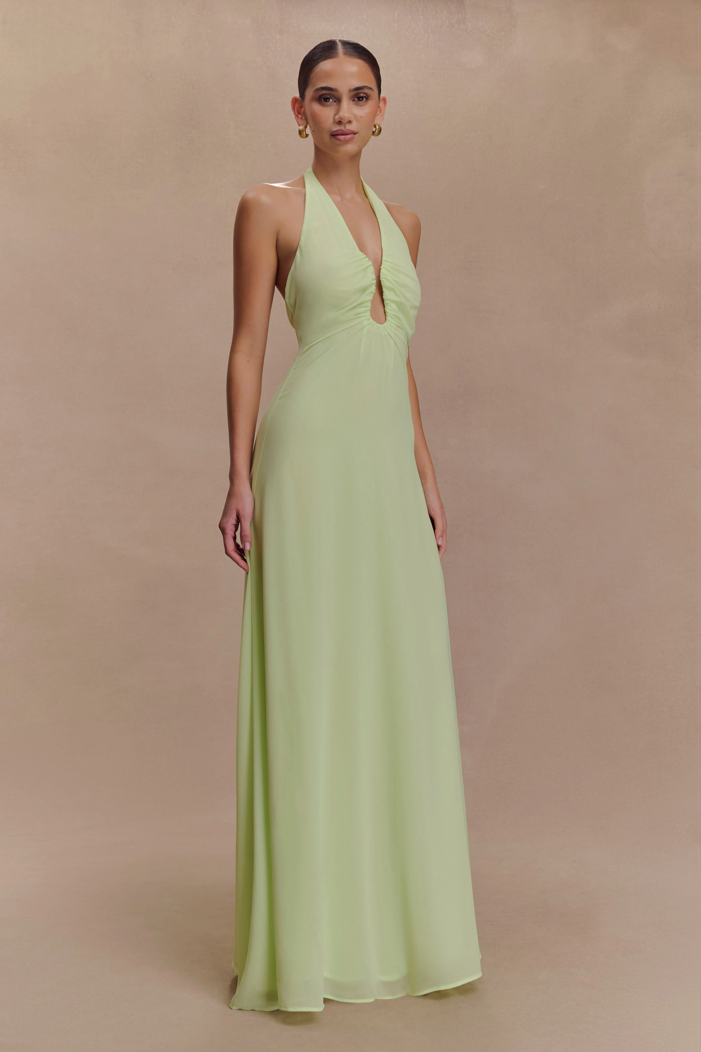 Malakhai Chiffon Halter Maxi Dress - Pastel Green - Image 4