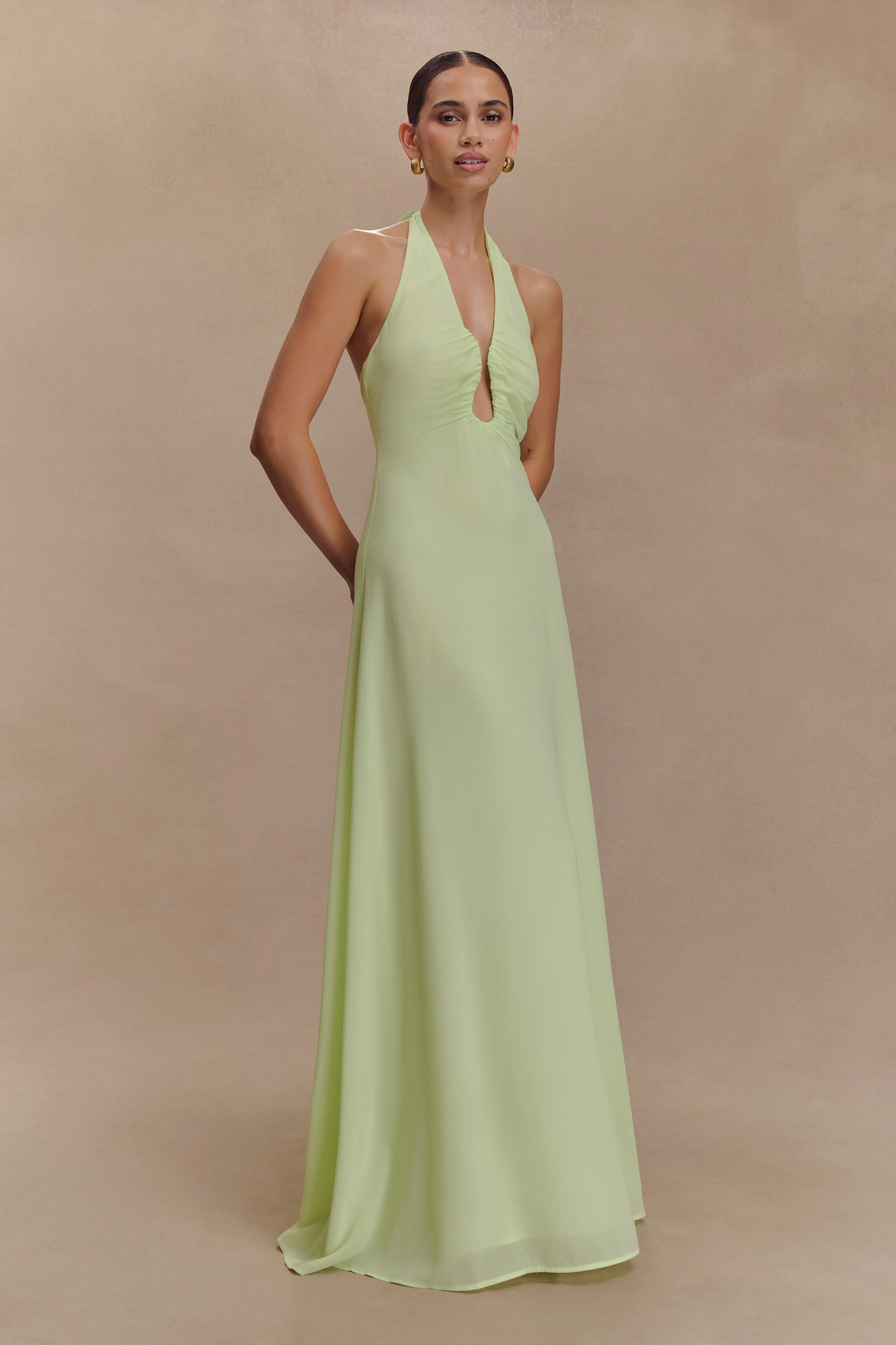 Malakhai Chiffon Halter Maxi Dress - Pastel Green - Image 5