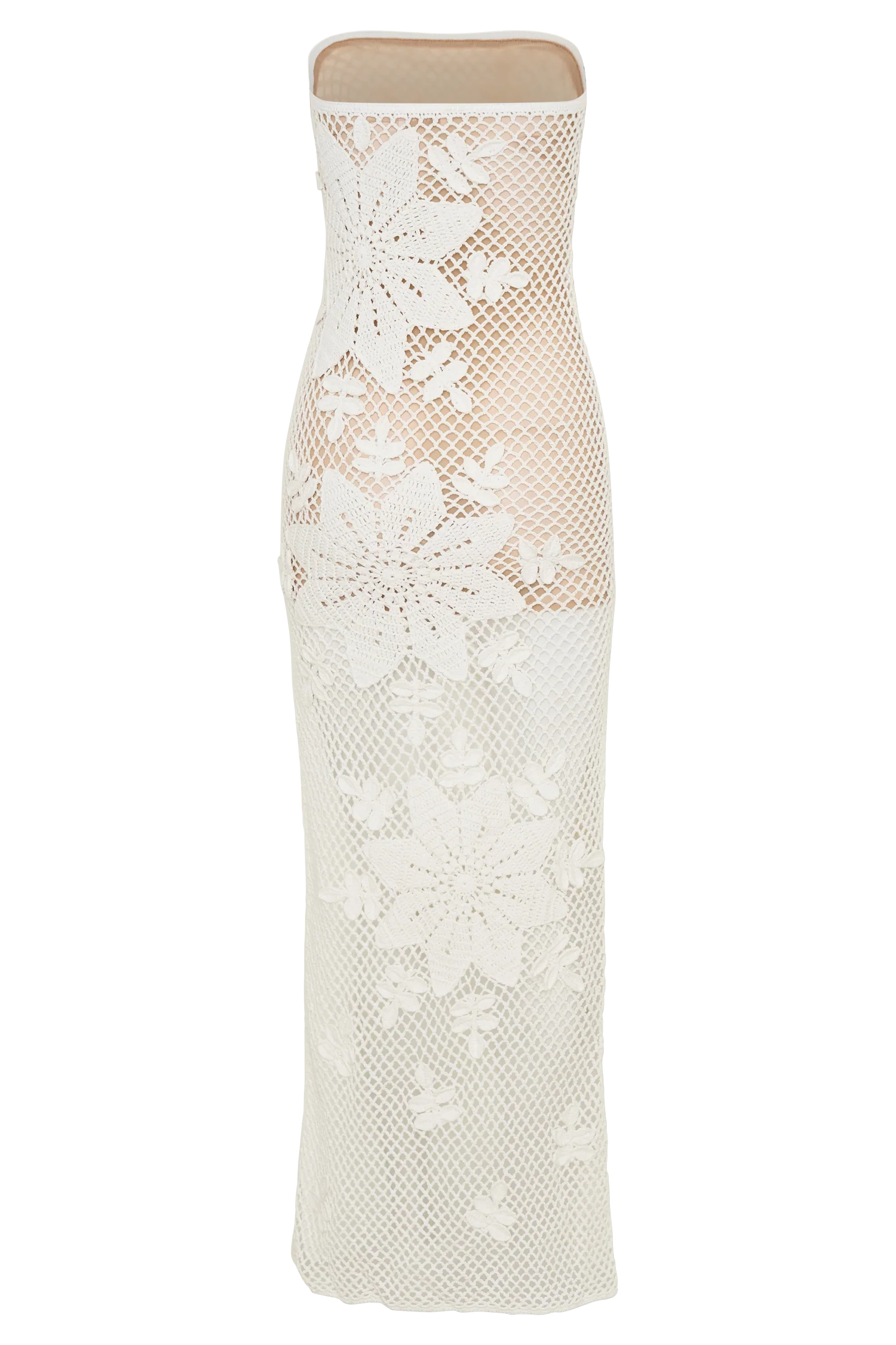 Mandie Hand Crochet Asymmetrical Maxi Dress - White - Image 8