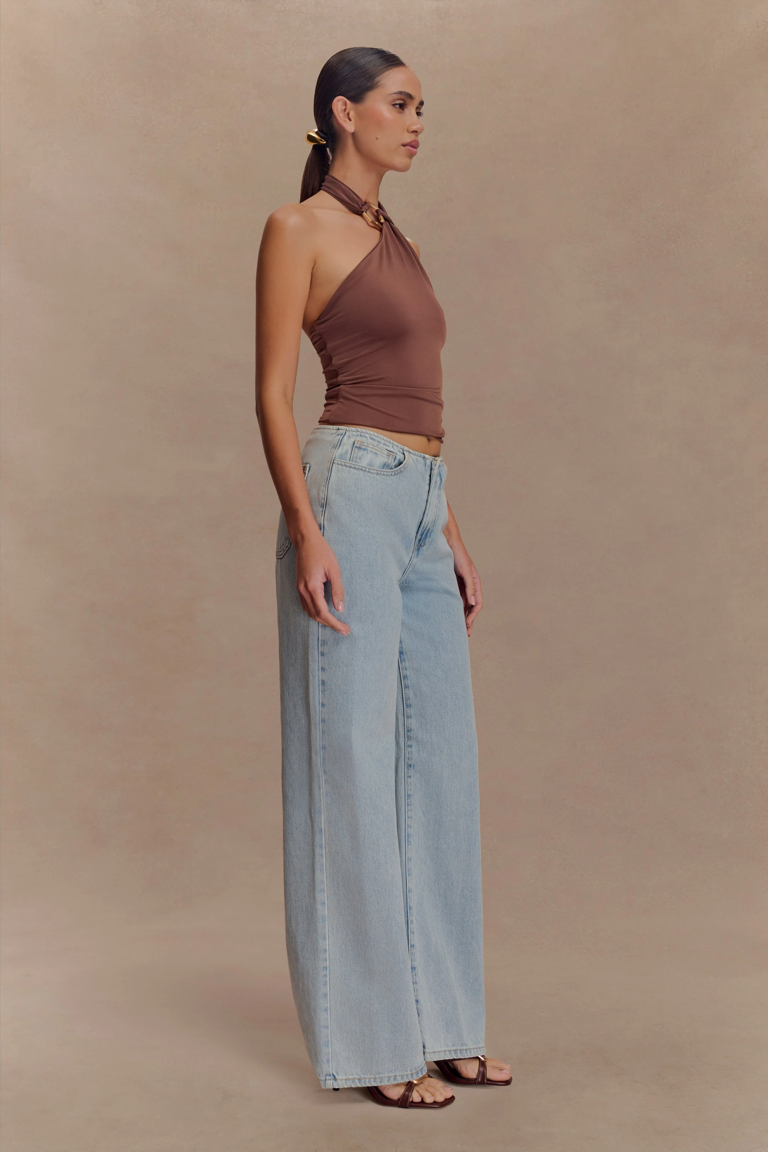 Mariposa Slinky Halter Top - Chocolate - Image 4