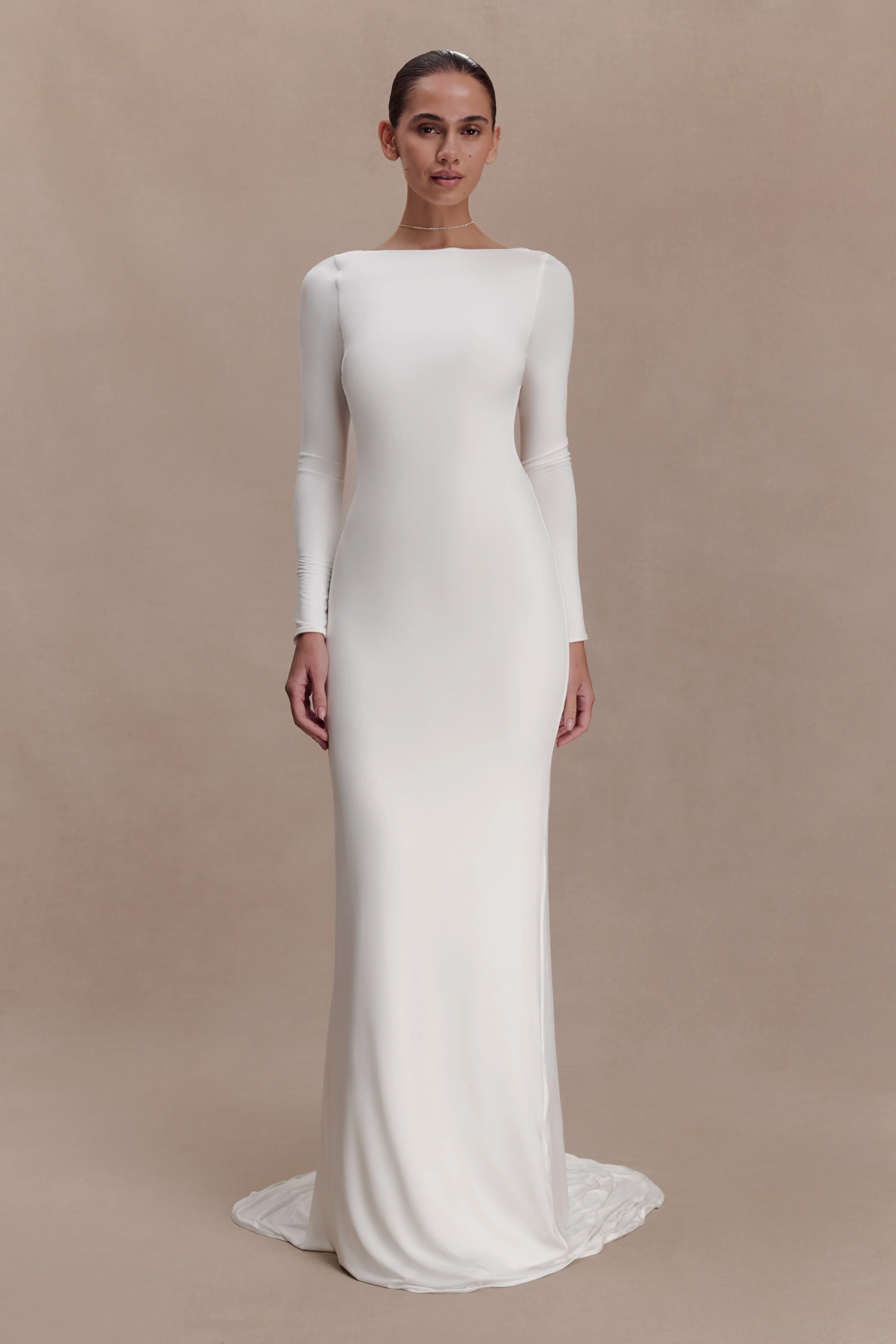 Marlene Slinky Low Back Maxi Dress - White - Image 2