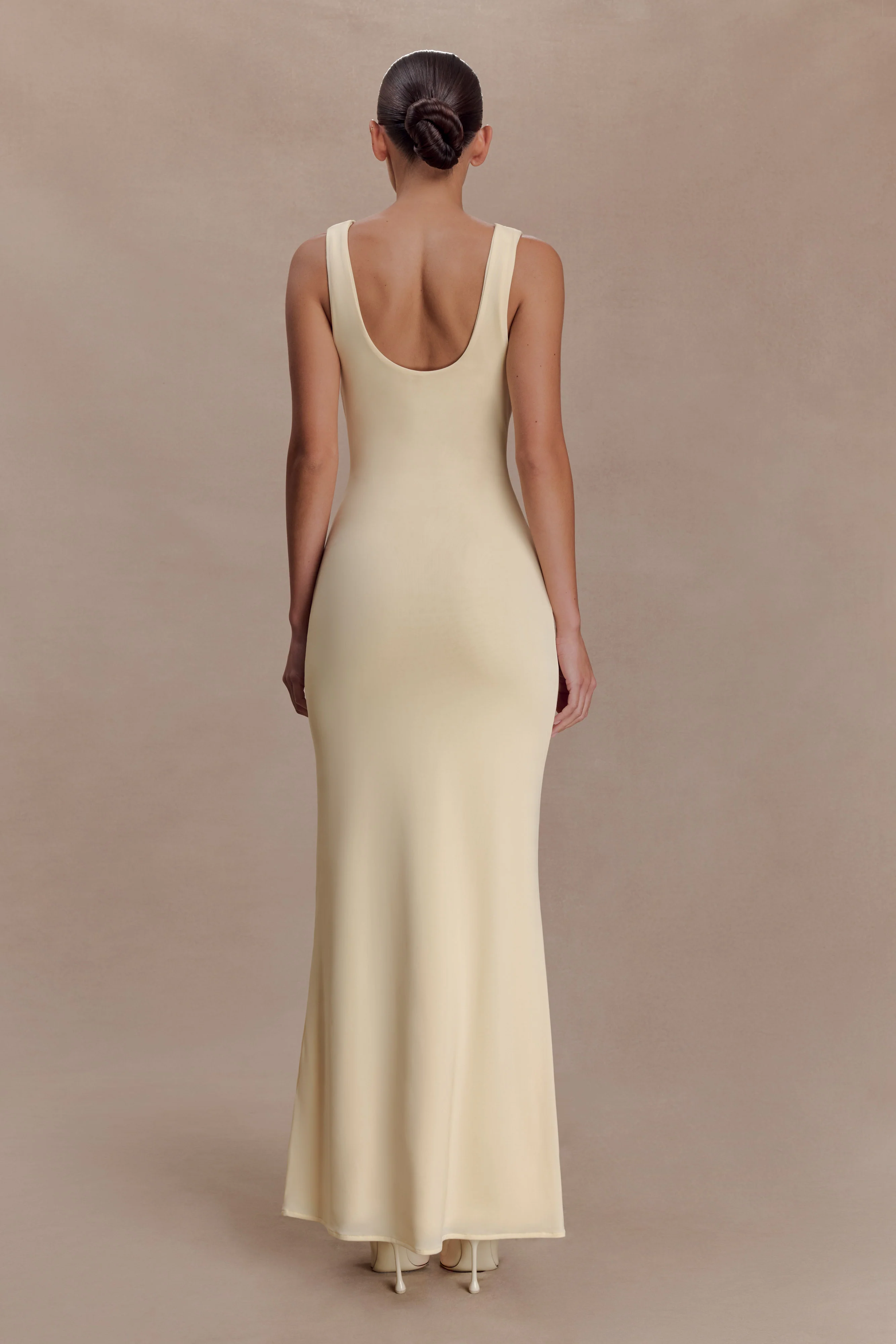 Marta Slinky Cowl Maxi Dress - Lemon - Image 2