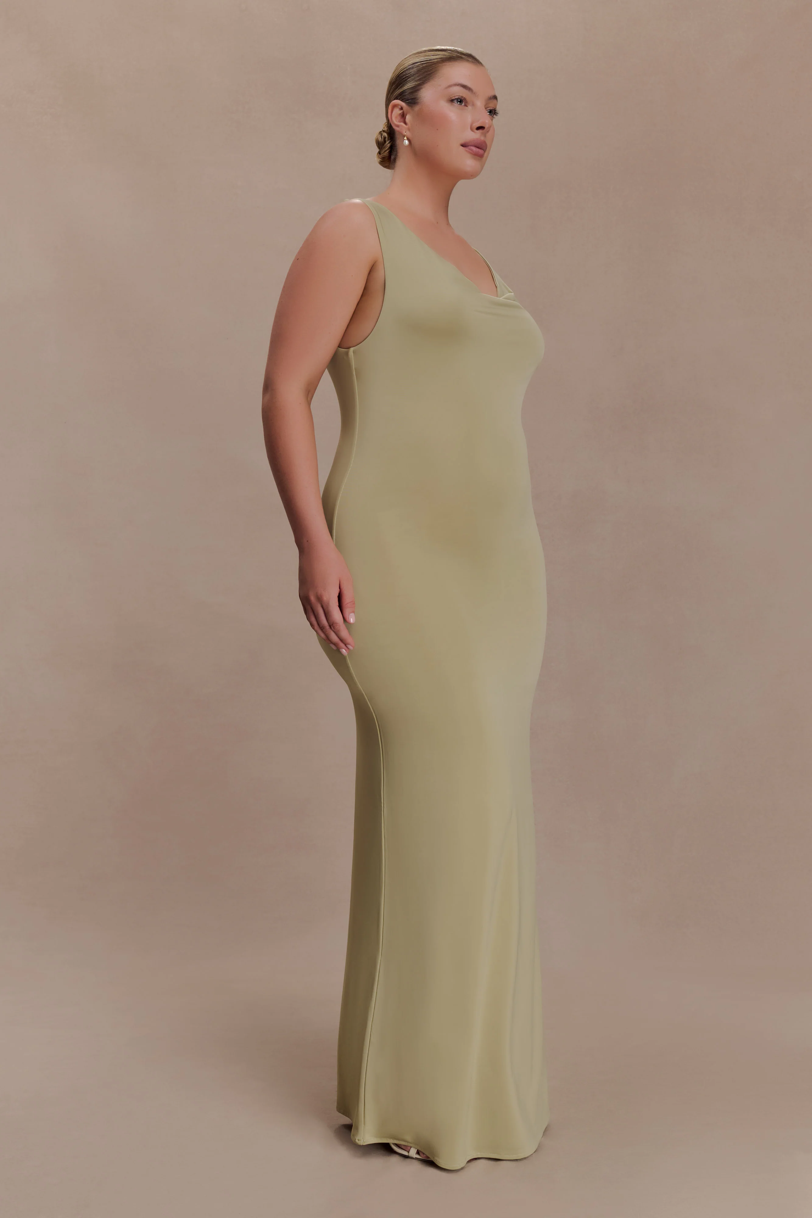 Marta Slinky Cowl Maxi Dress - Sage - Image 8