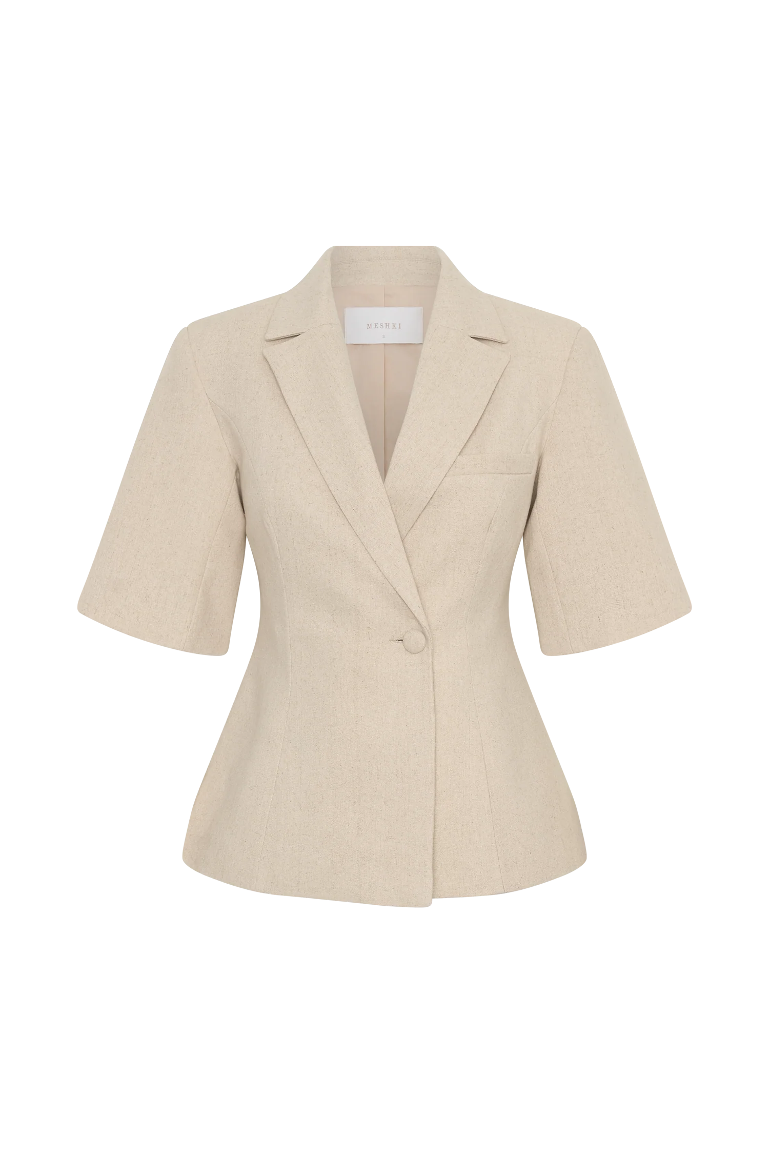 Martine Short Sleeve Linen Top - Natural - Image 9