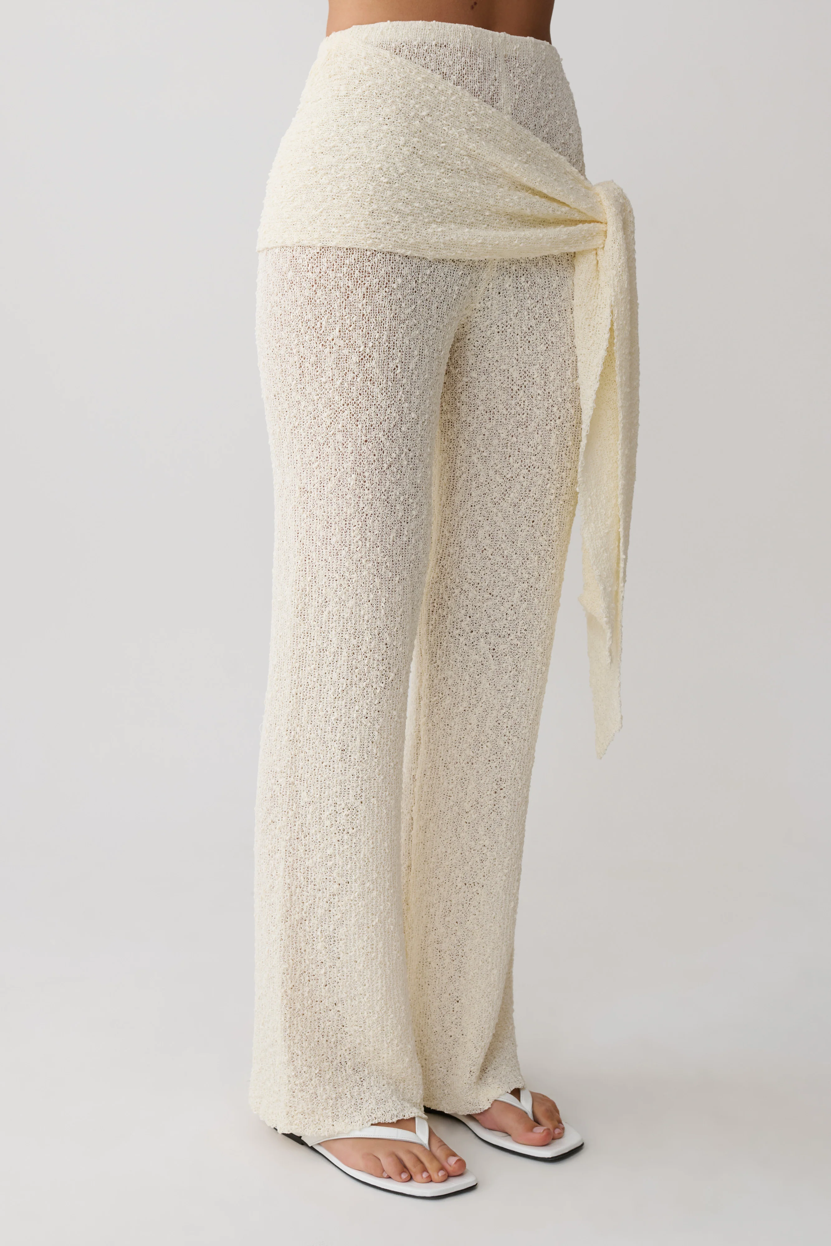 Mattais Boucle Knit Pants - Ivory - Image 4