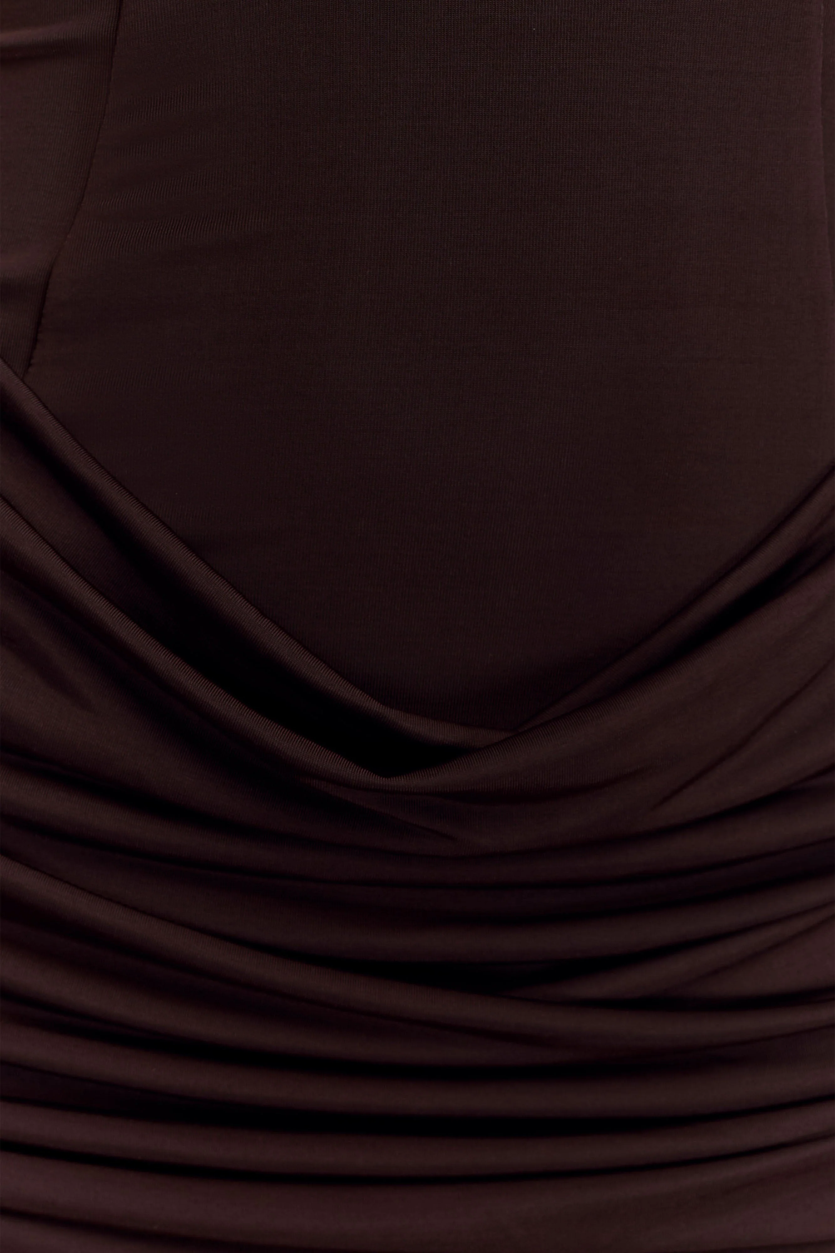 Mattea Slinky And Mesh Mini Dress With Scarf - Dark Chocolate - Image 4