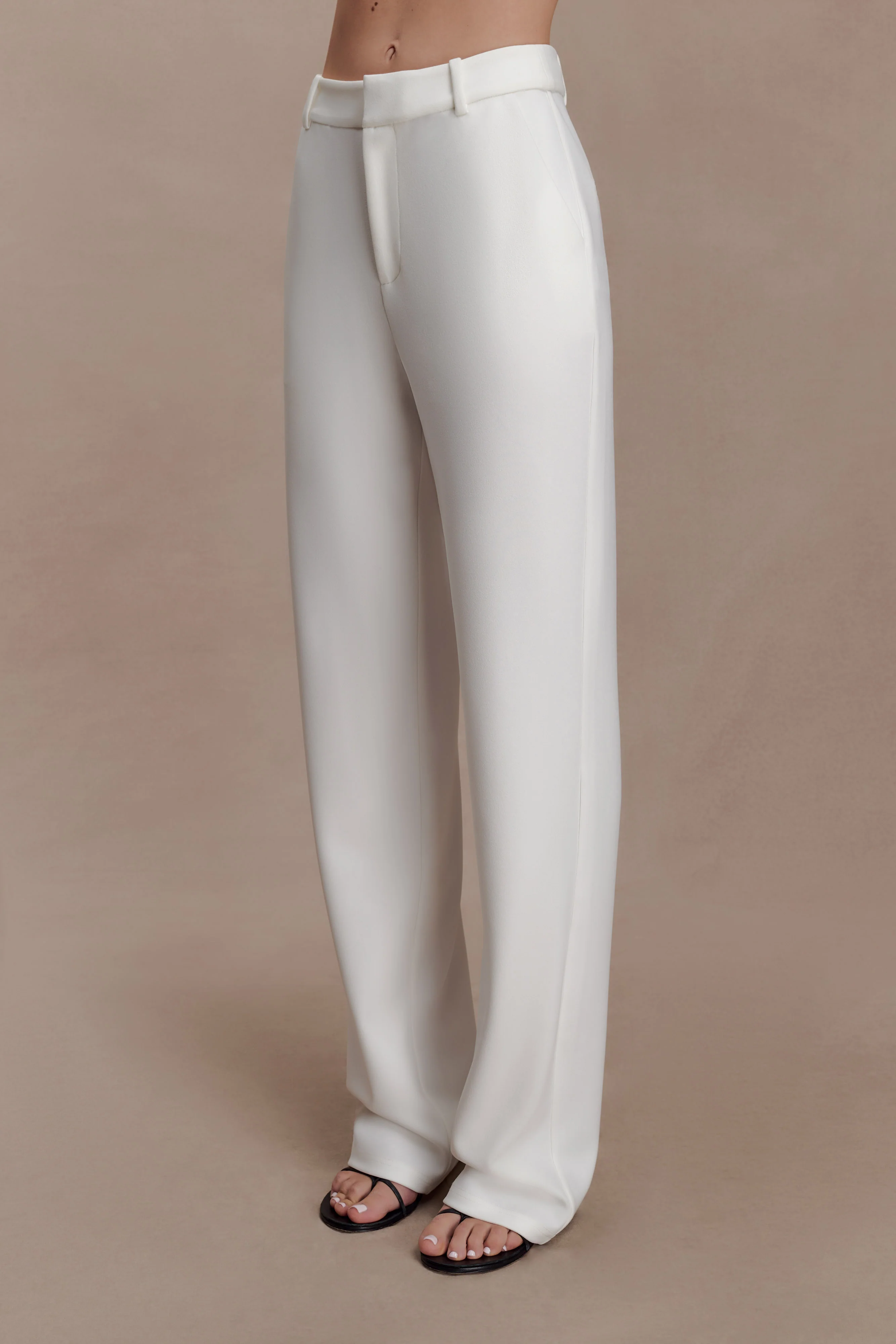 Maude Crepe Straight Leg Pants - Ivory - Image 4