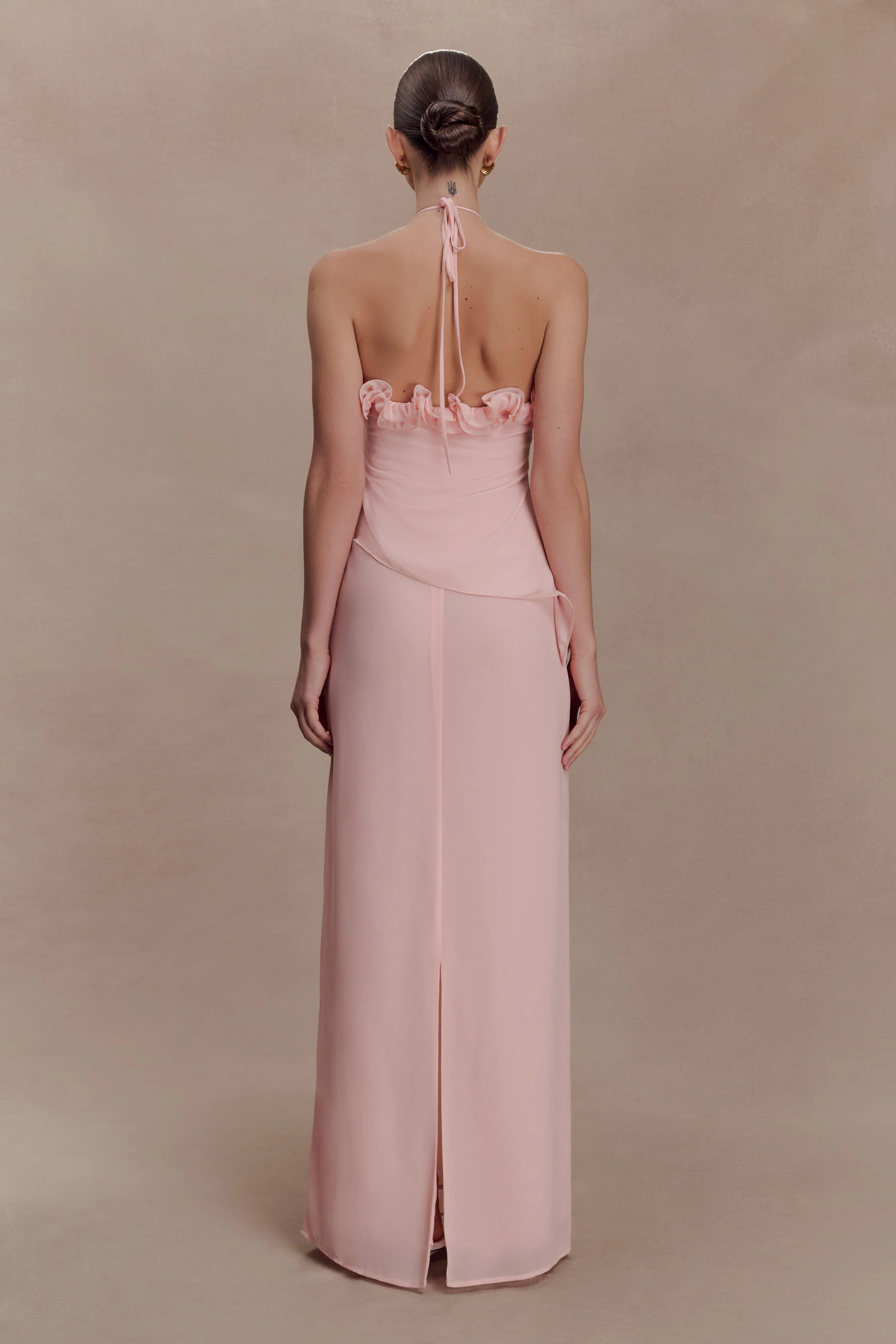 Melissa Chiffon Flower Maxi Dress - Baby Pink - Image 4