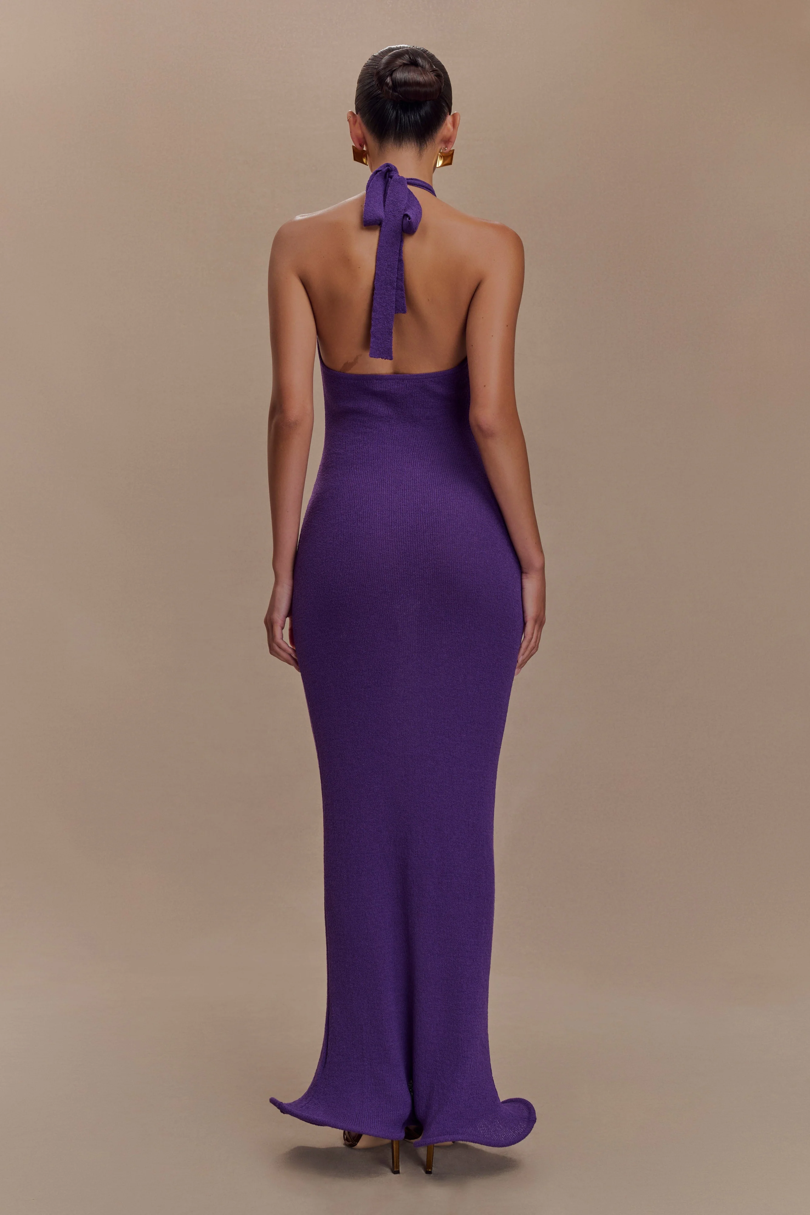 Melodie Halter Knit Maxi Dress - Purple - Image 4