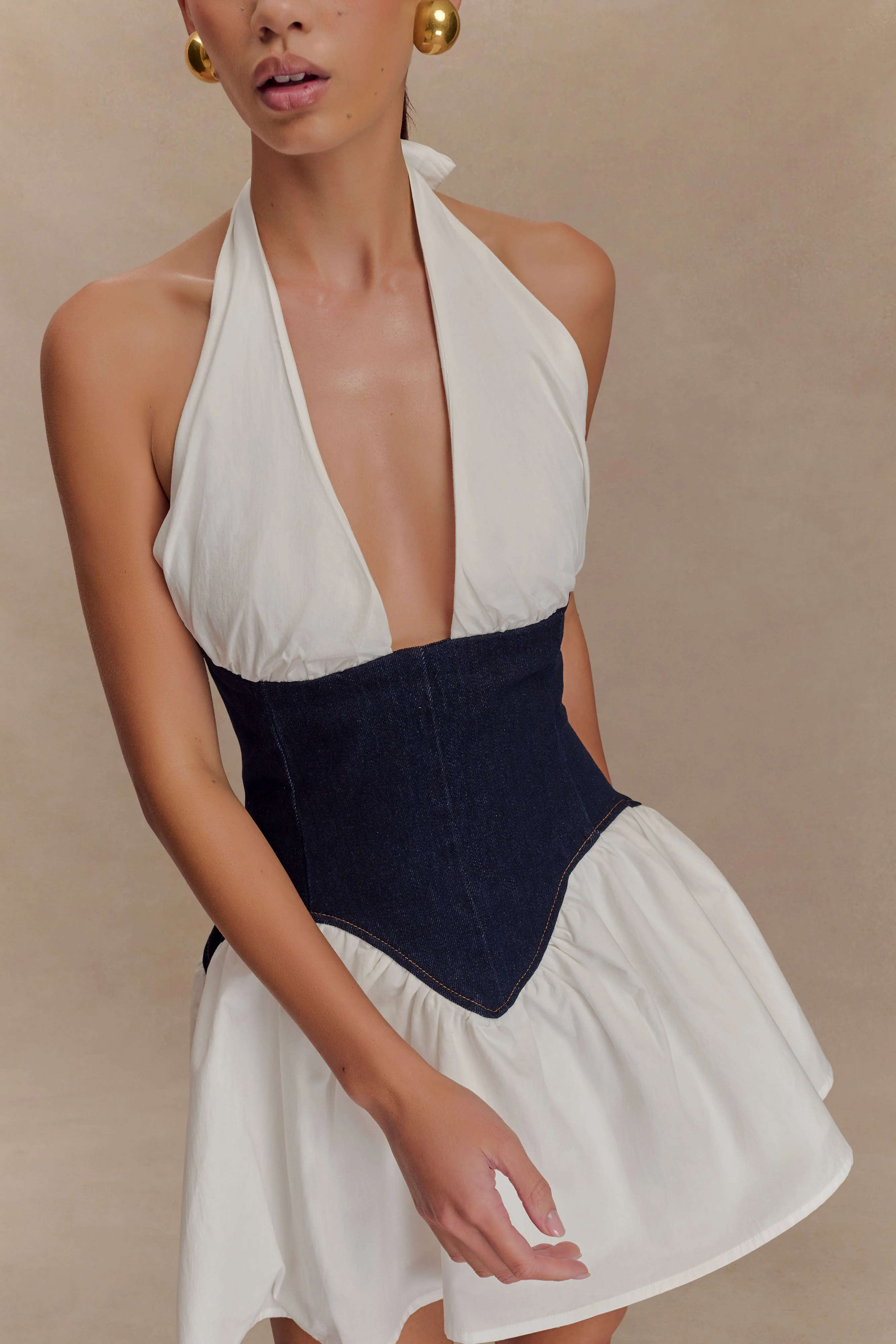 Merlyn Denim Cotton Mini Dress - Indigo Blue - Image 3