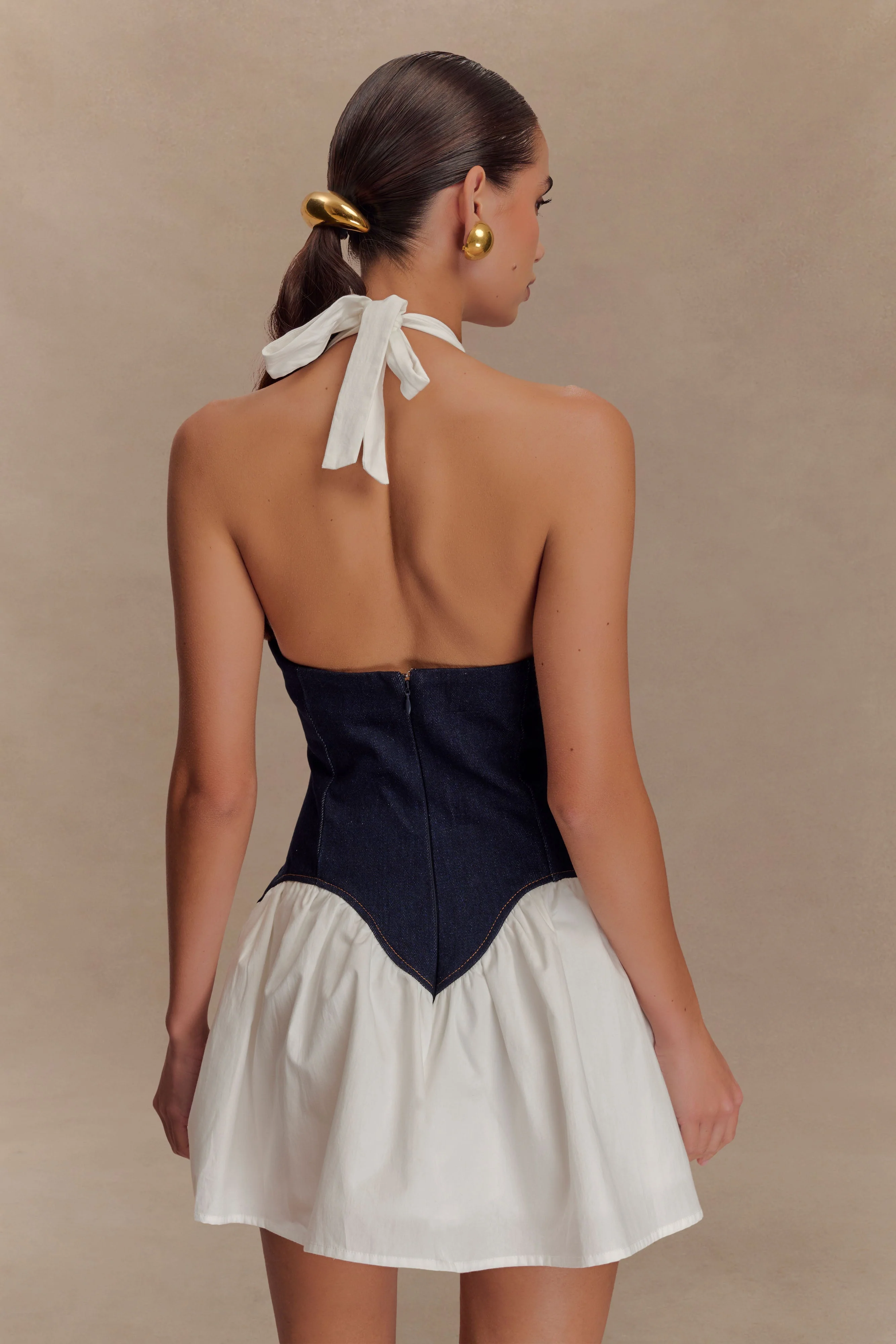 Merlyn Denim Cotton Mini Dress - Indigo Blue - Image 5