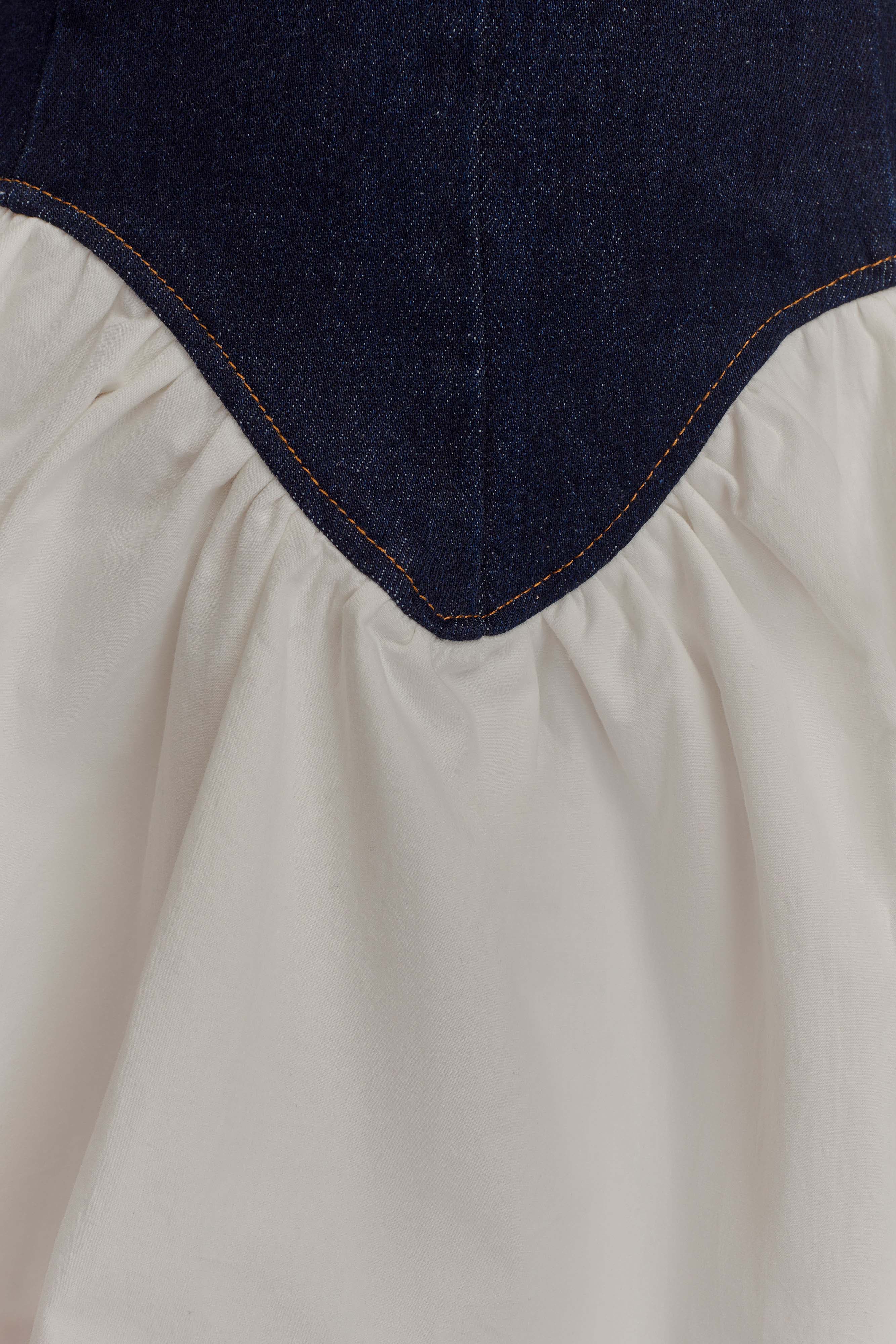 Merlyn Denim Cotton Mini Dress - Indigo Blue - Image 7