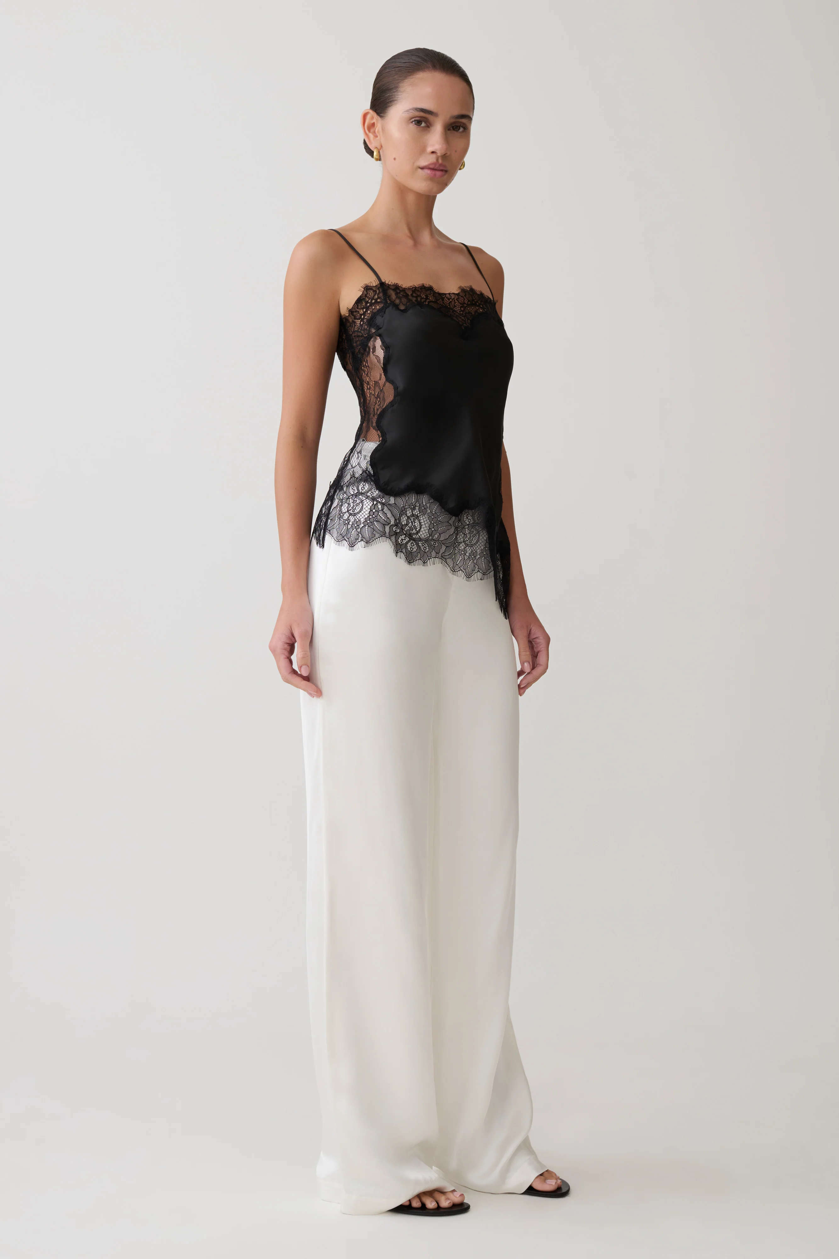 Miriam Satin & Lace Camisole - Black - Image 4