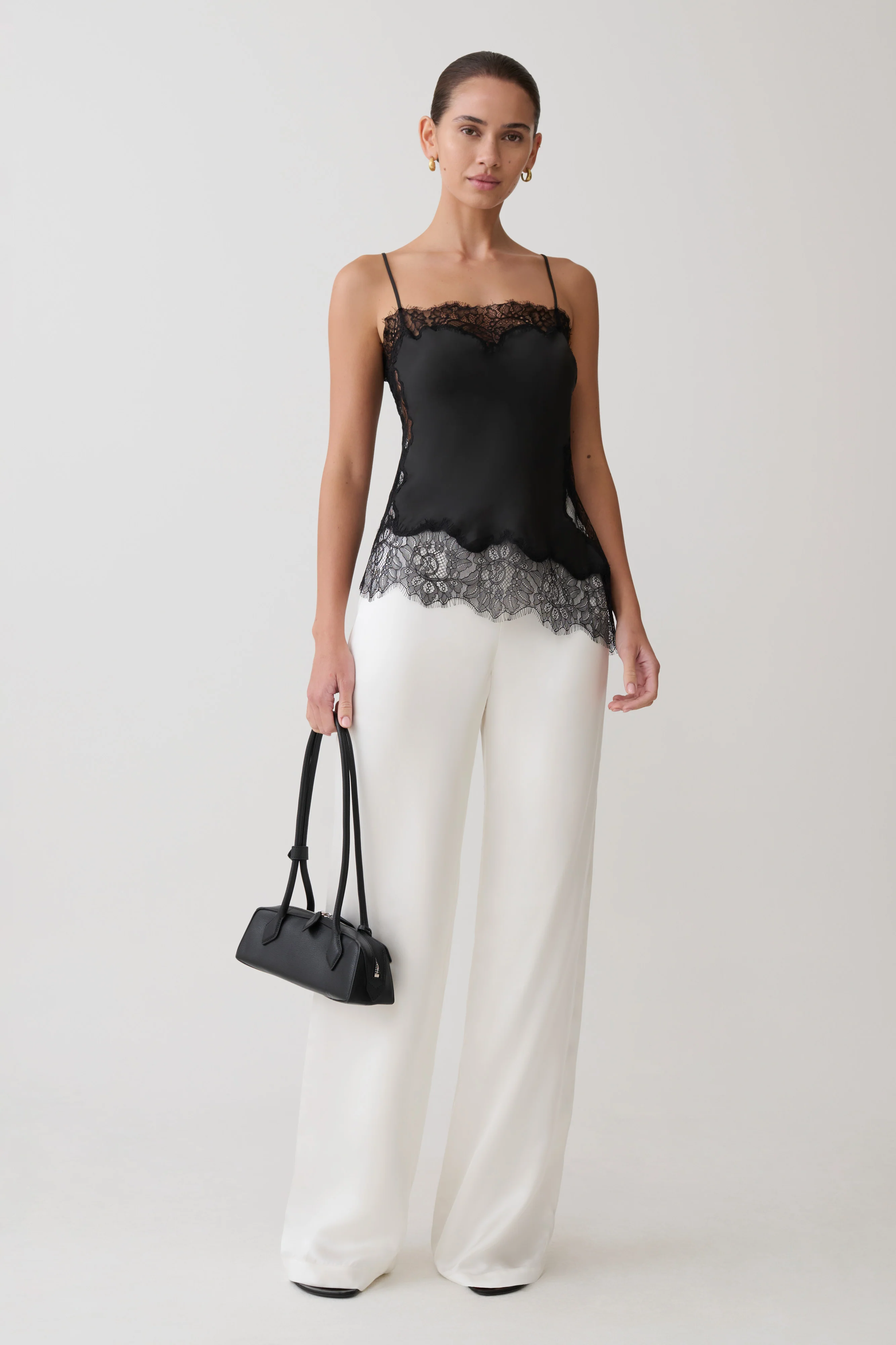 Miriam Satin & Lace Camisole - Black - Image 6