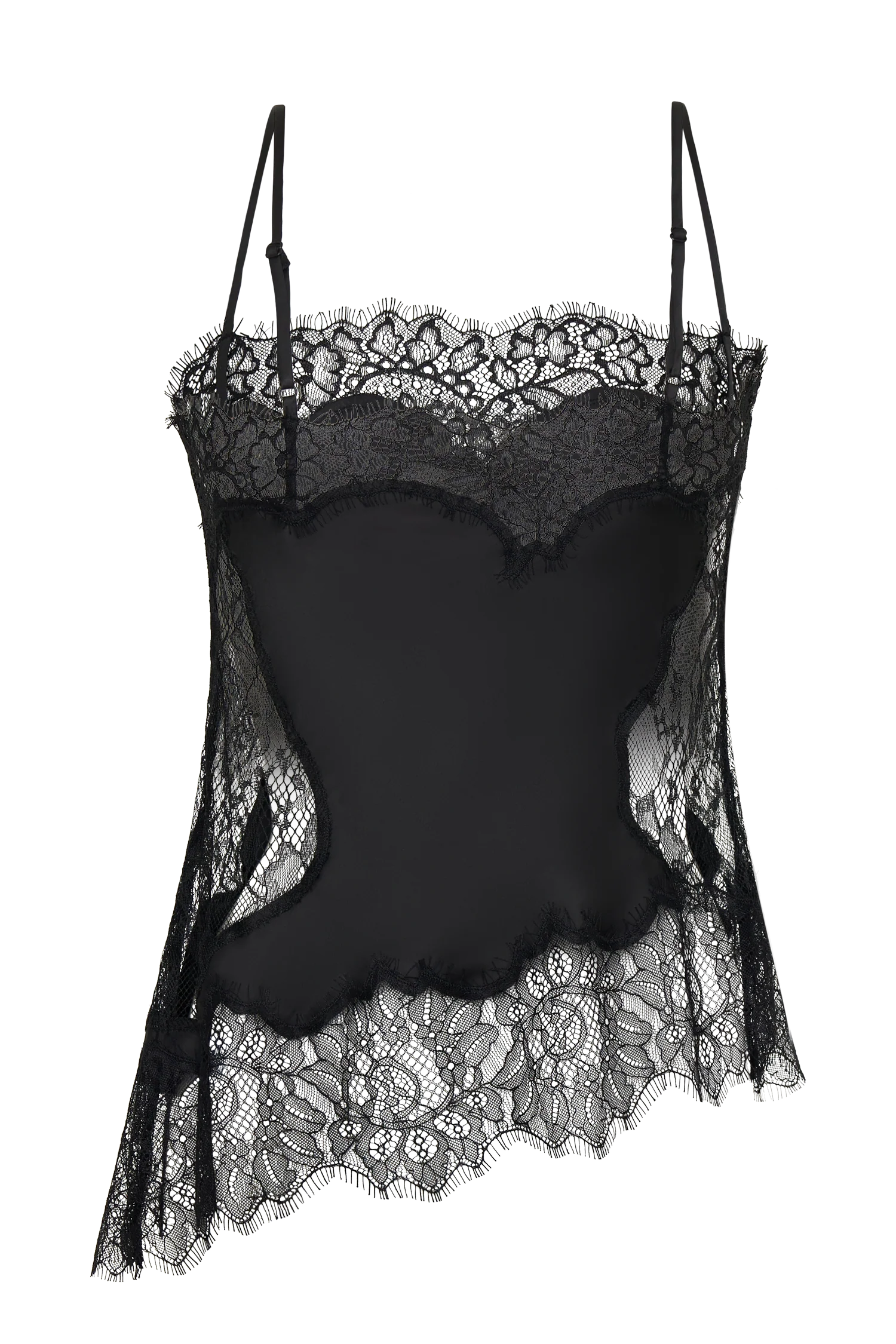 Miriam Satin & Lace Camisole - Black - Image 8