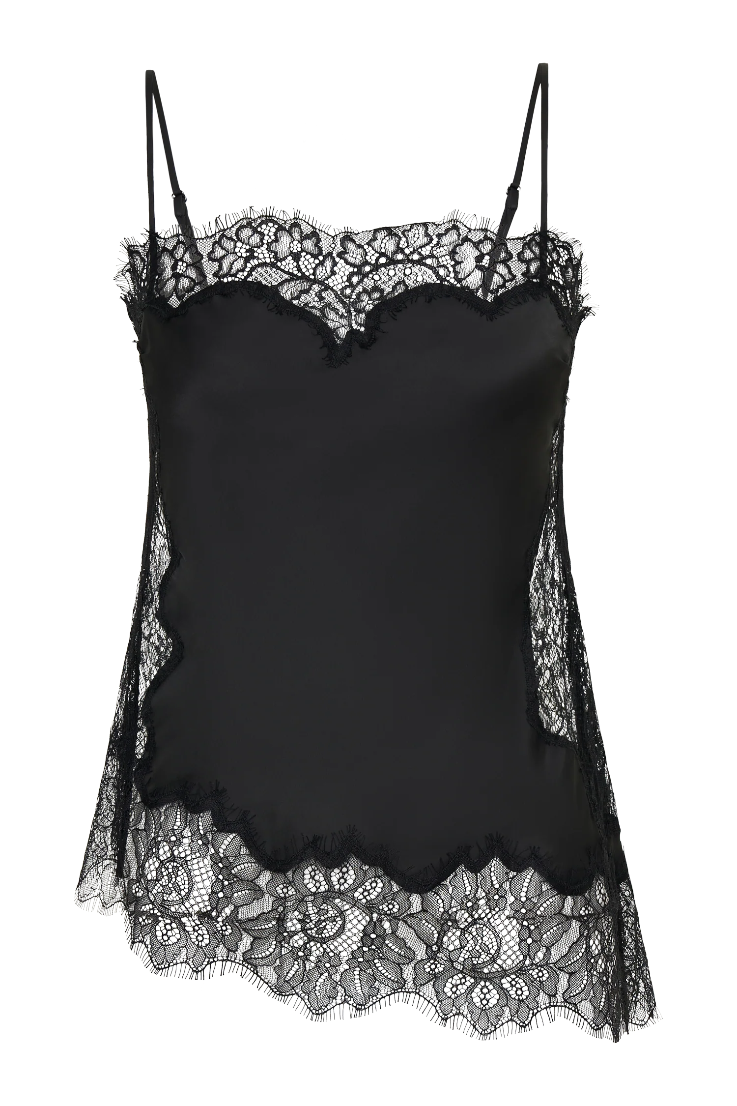Miriam Satin & Lace Camisole - Black - Image 9
