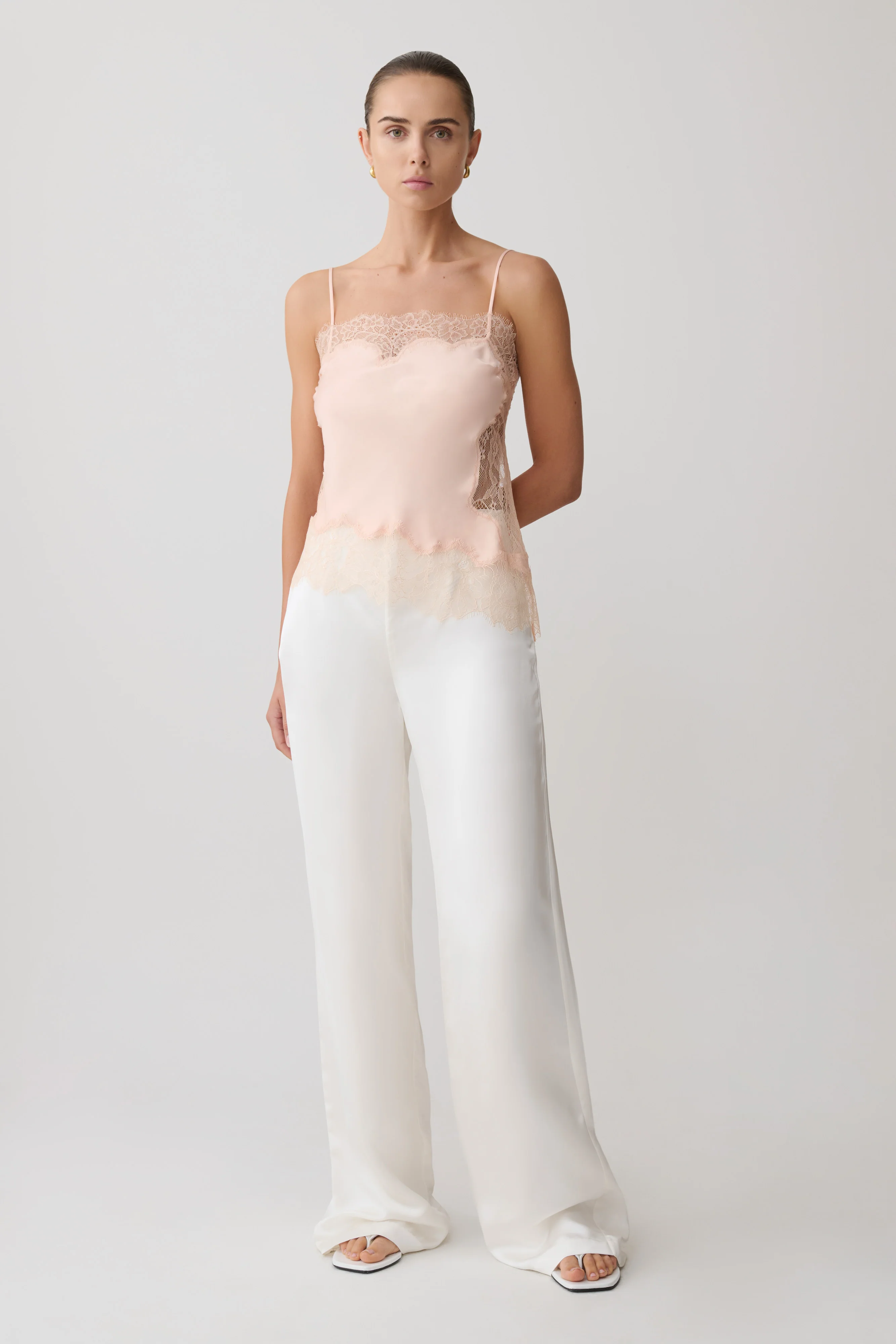 Miriam Satin & Lace Camisole - Peach - Image 6