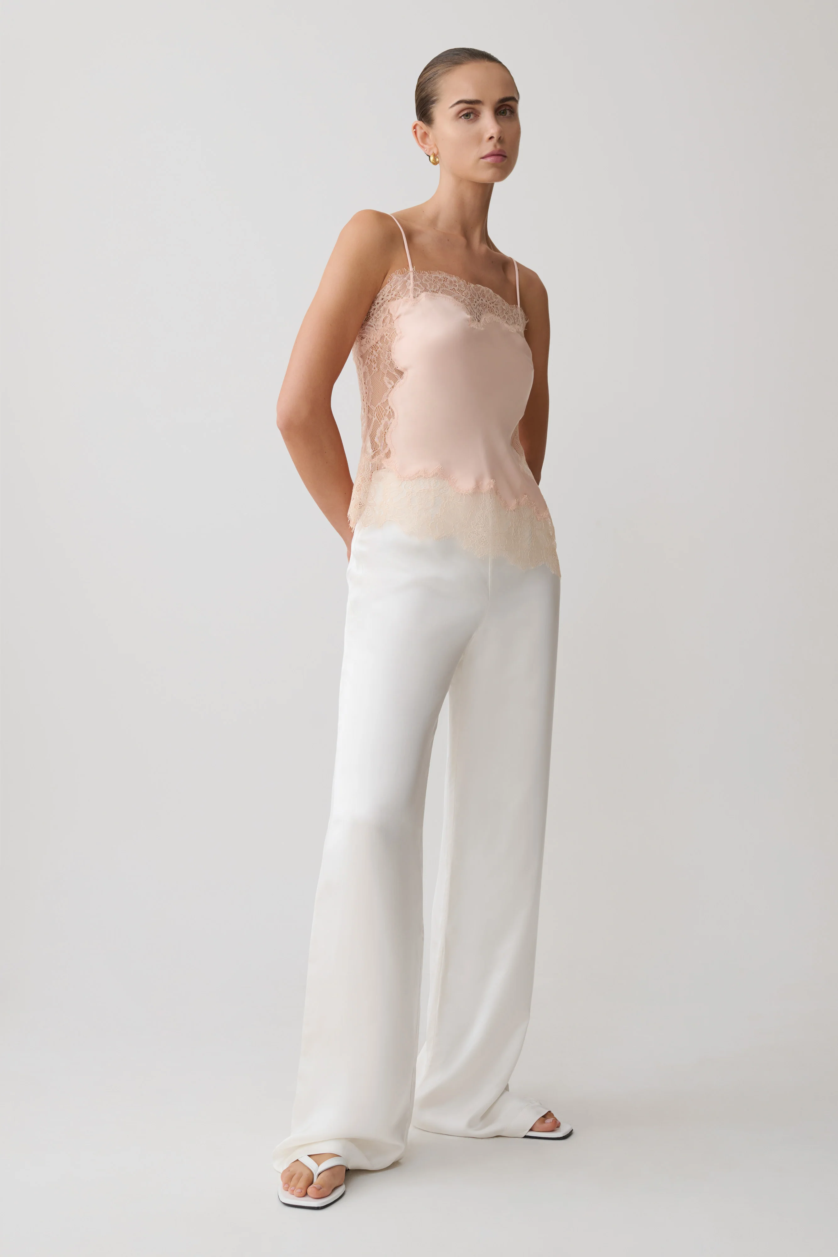 Miriam Satin & Lace Camisole - Peach - Image 7