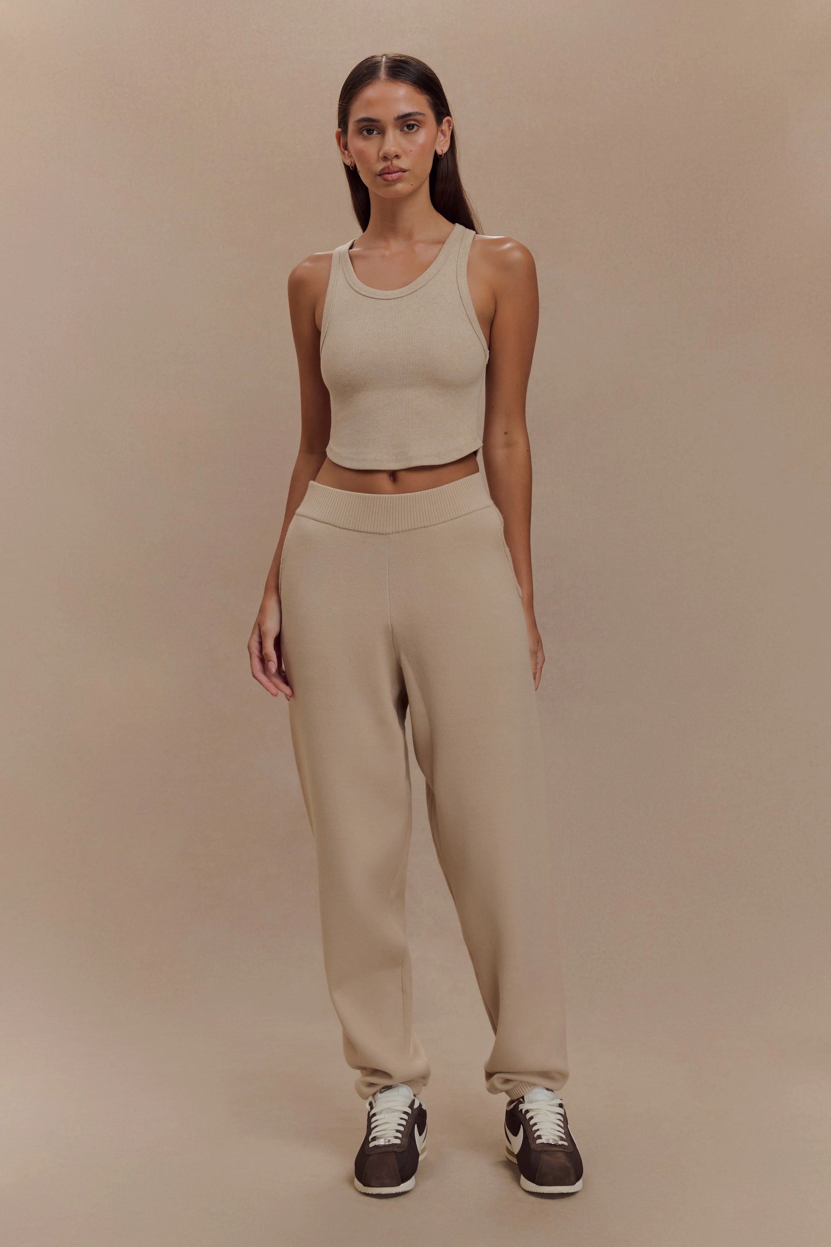 Morgana Ribbed Tank Top - Neutral Marle - Image 7